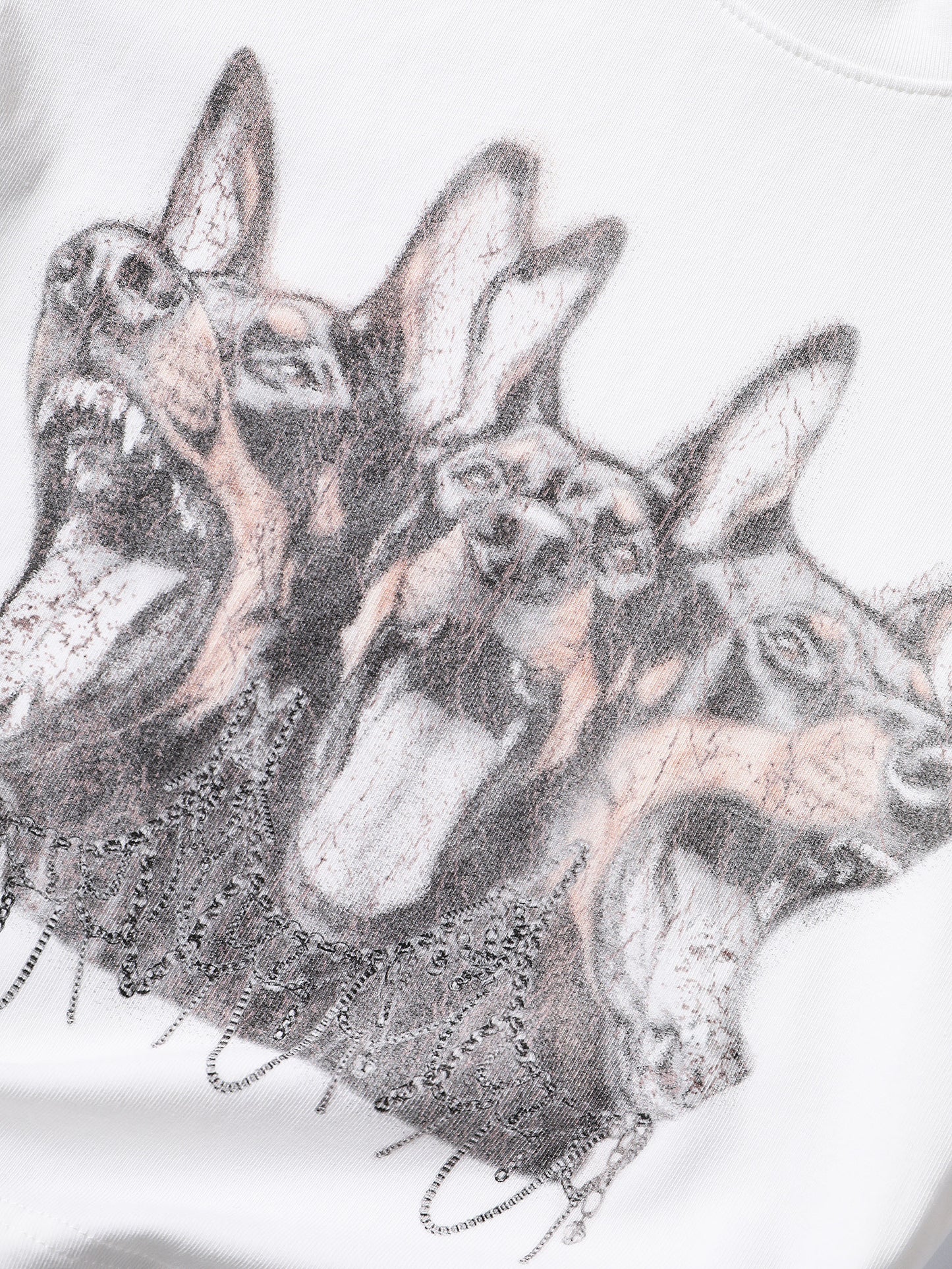 New Arrival Graphic Tee with Three Doberman Dogs Print Chain Necklace Unisex Fashion - 137