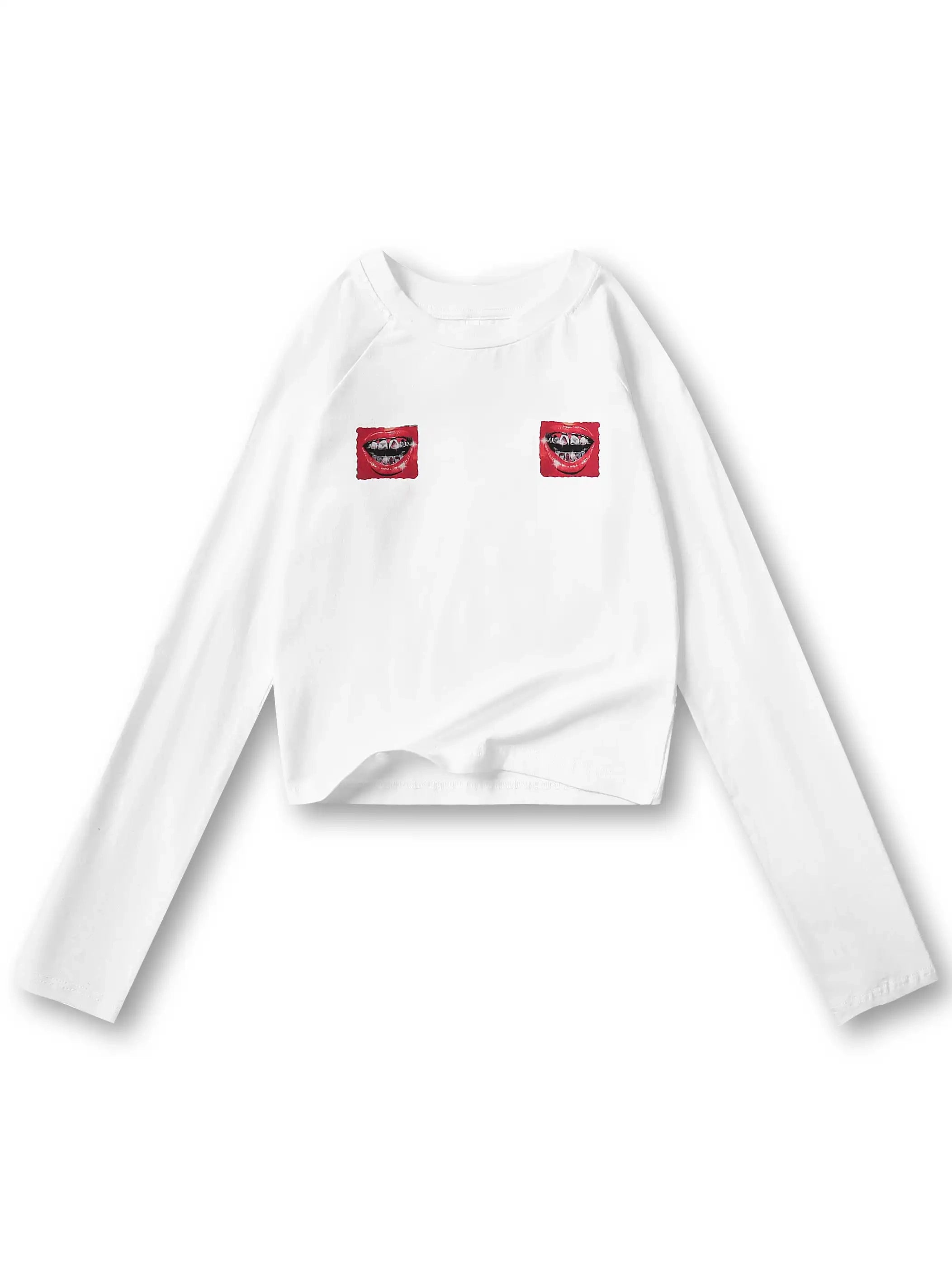 Bold Diamond Grillz Graphic Crop Top-072