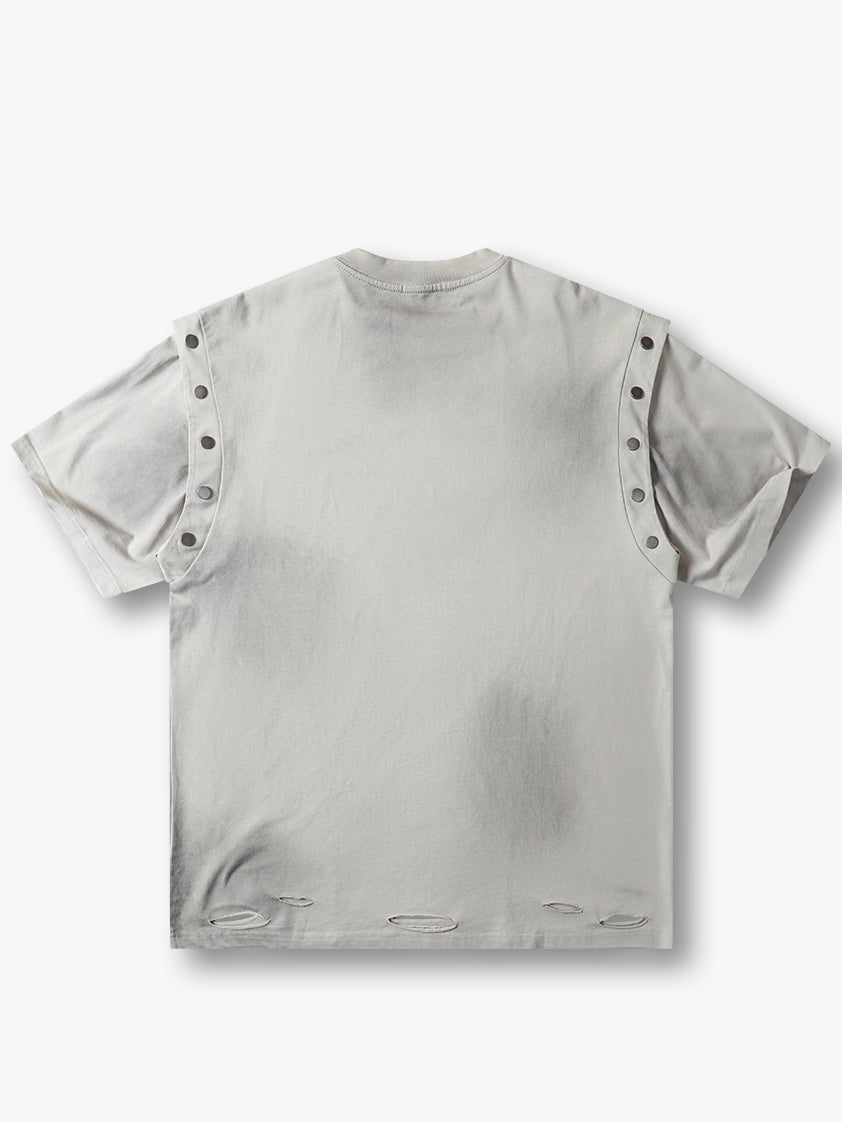 Distressed Number 7 T Shirt Punk Streetwear Rivet Vintage Tee-S1009