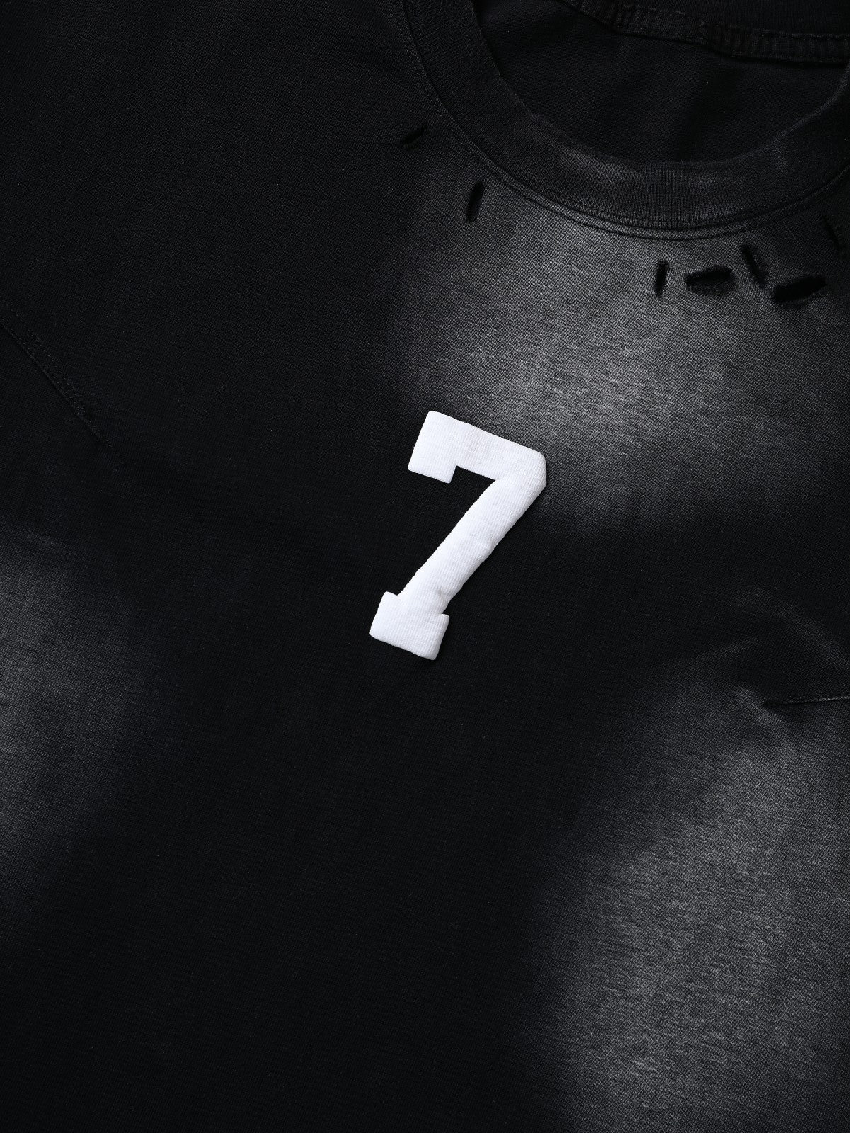 Distressed Number 7 T Shirt Punk Streetwear Rivet Vintage Tee-S1009