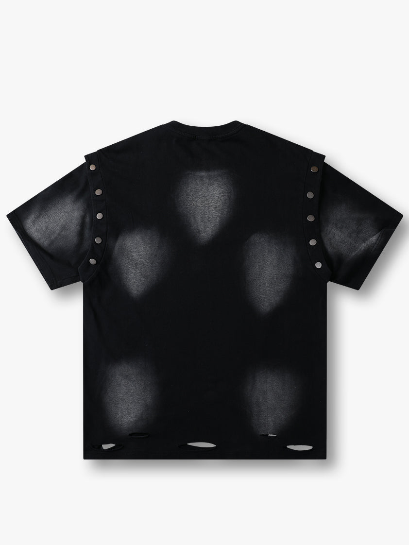 Distressed Number 7 T Shirt Punk Streetwear Rivet Vintage Tee-S1009
