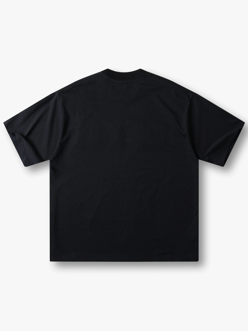 Jewel-Accented MASS Print Oversized T-shirt-S1004