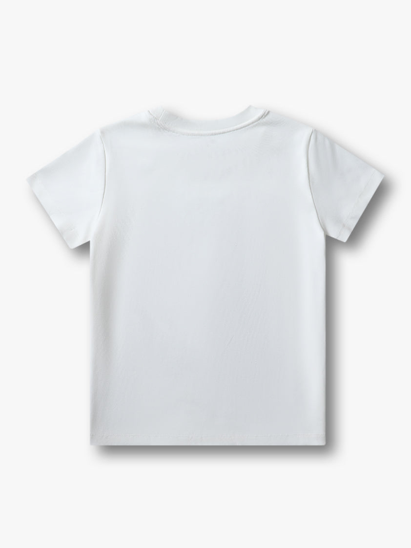 Double Crazy White Graphic Tee with Artistic Portrait Print Casual Short Sleeve Top for Girls - 154