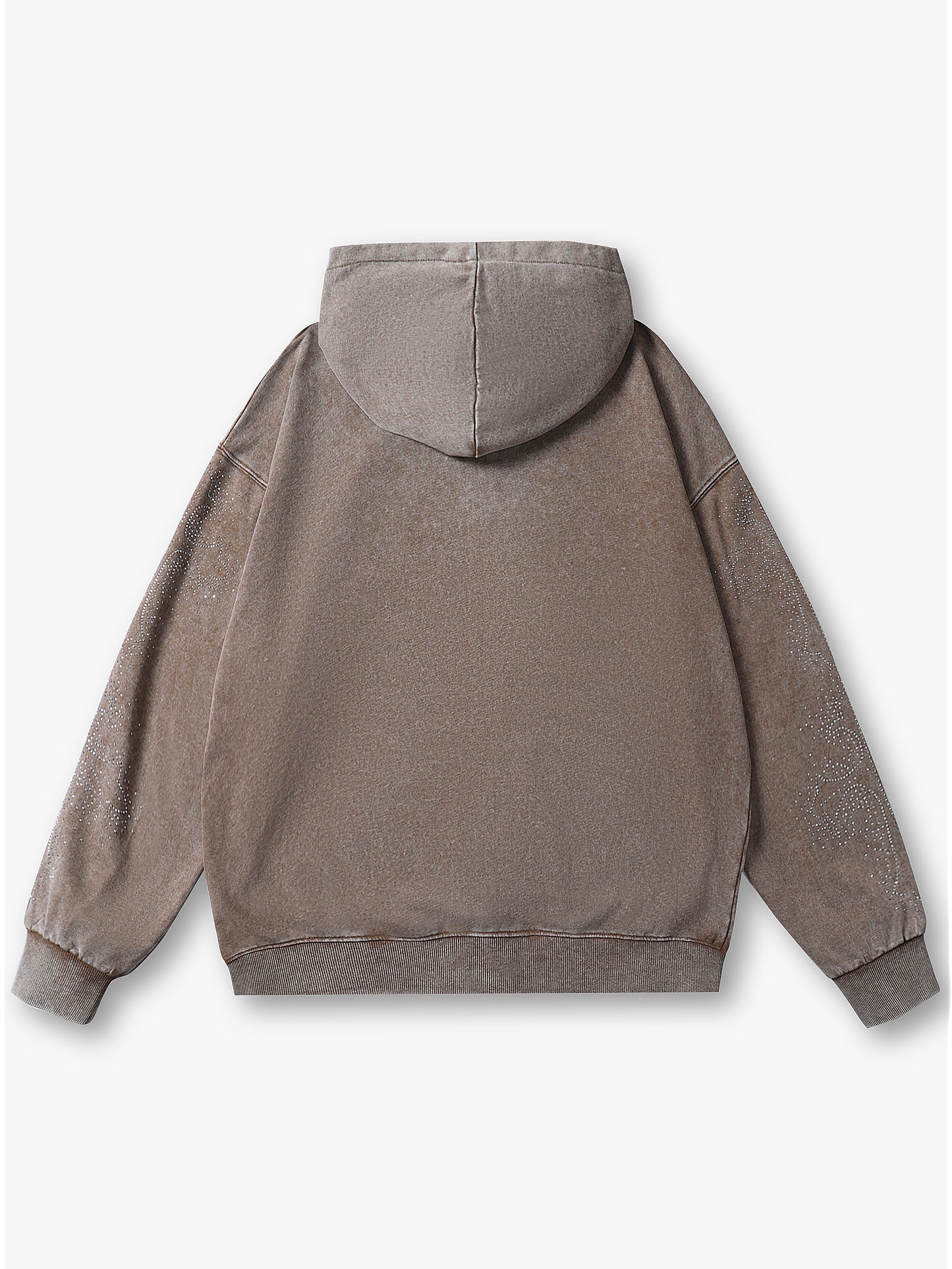Street Style Vintage Print Zip-Up Hoodie Brown Streetwear Hoodie - 104