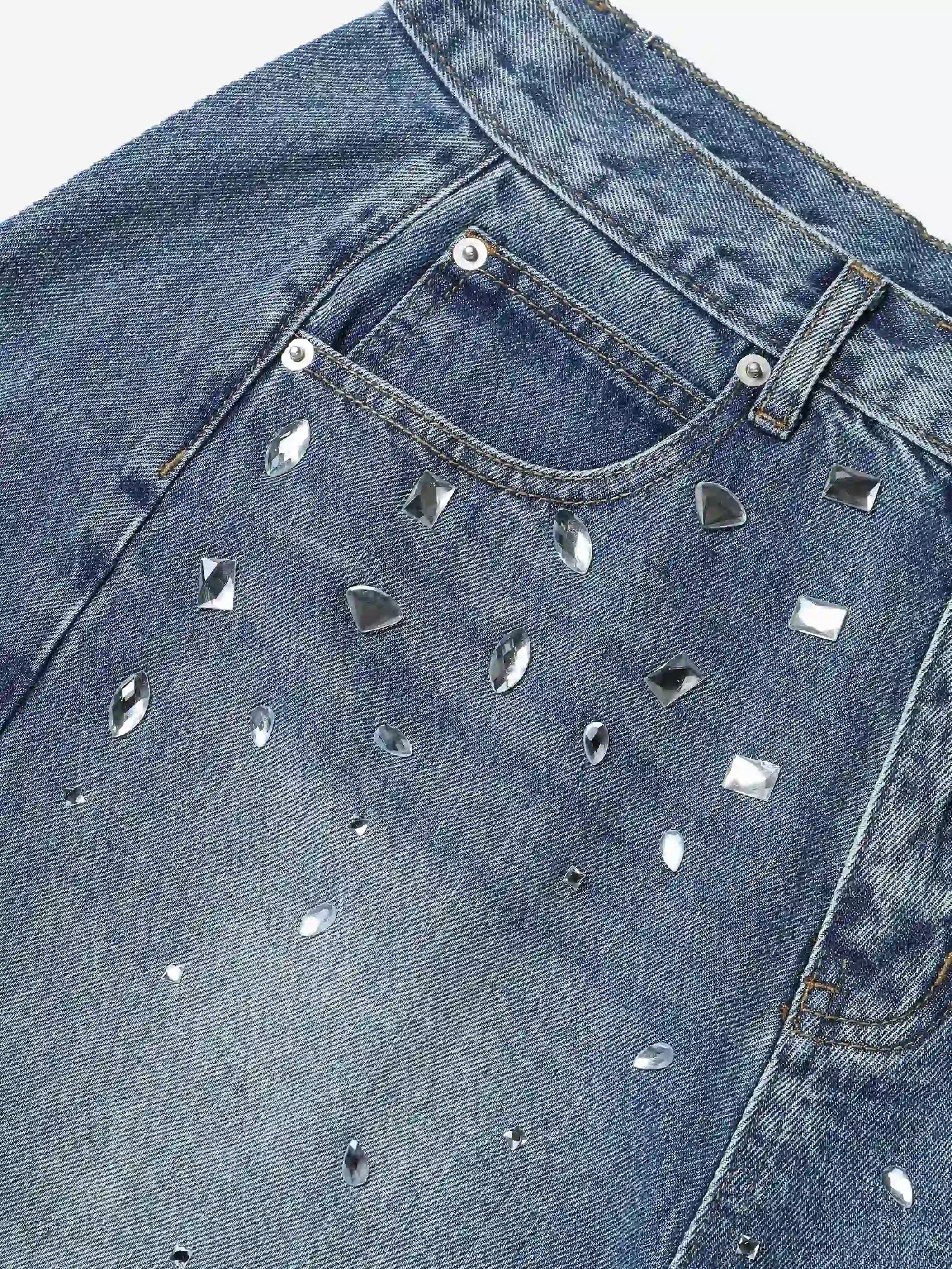 Short en jean cristal étincelant-197