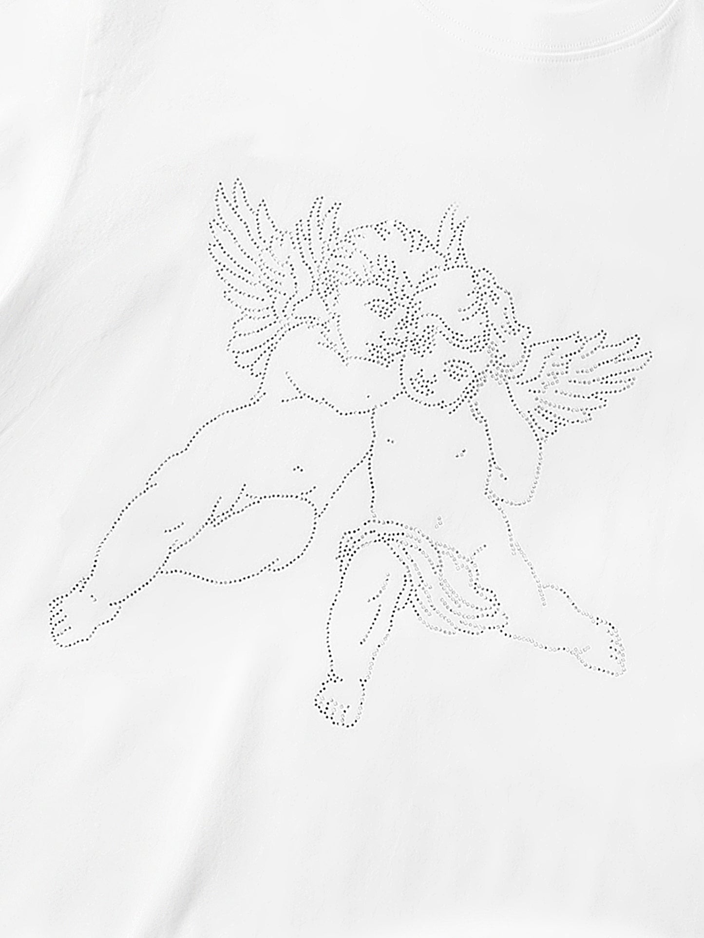 Hot Sale Graphic T-Shirt with Winged Angel Print Studded Detail Trendy Streetwear Casual Top
