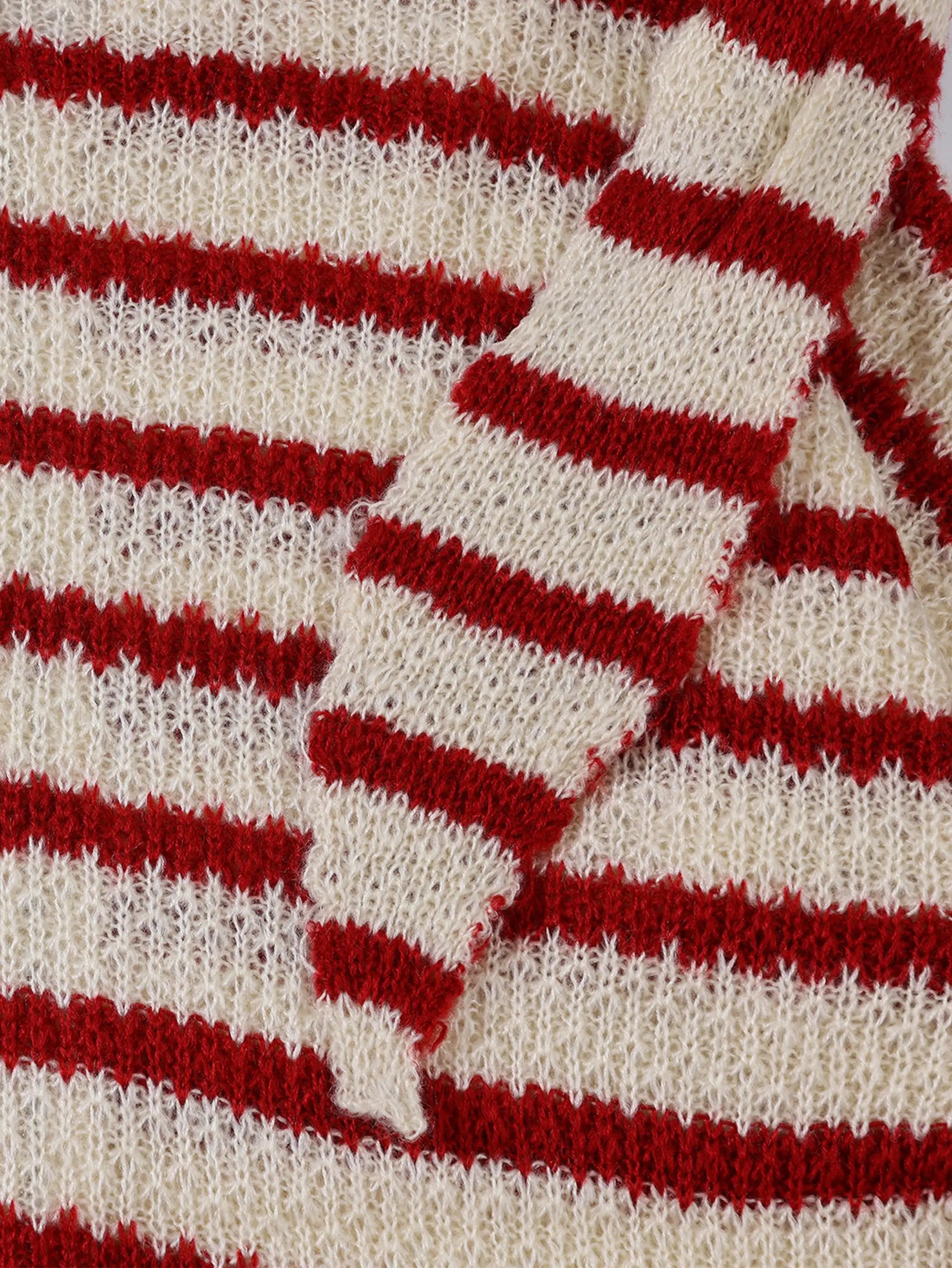 Whimsical Big-Ear Striped Knit Hoodie-S1111