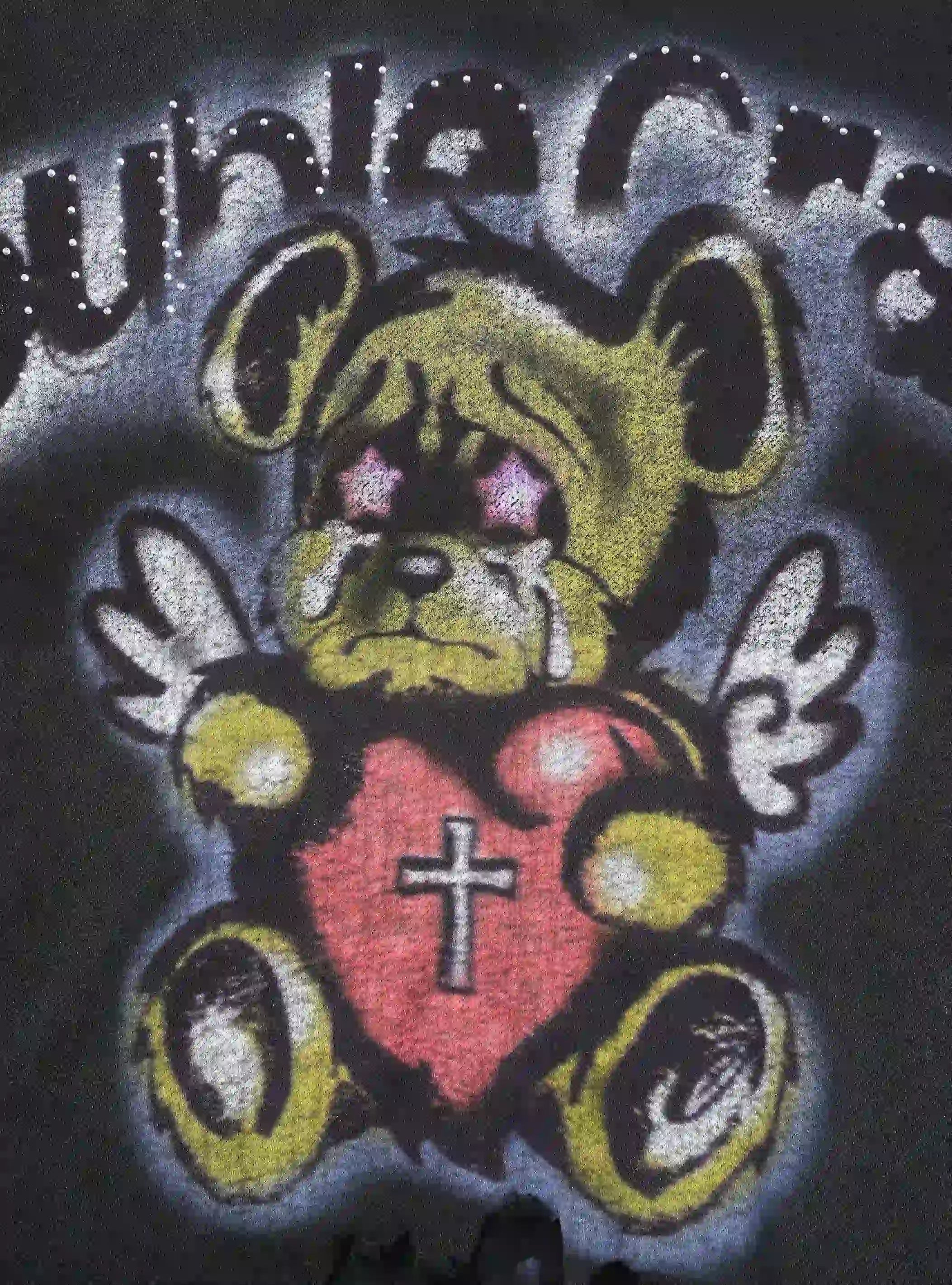 Distressed Grunge Angel Bear Tee-443