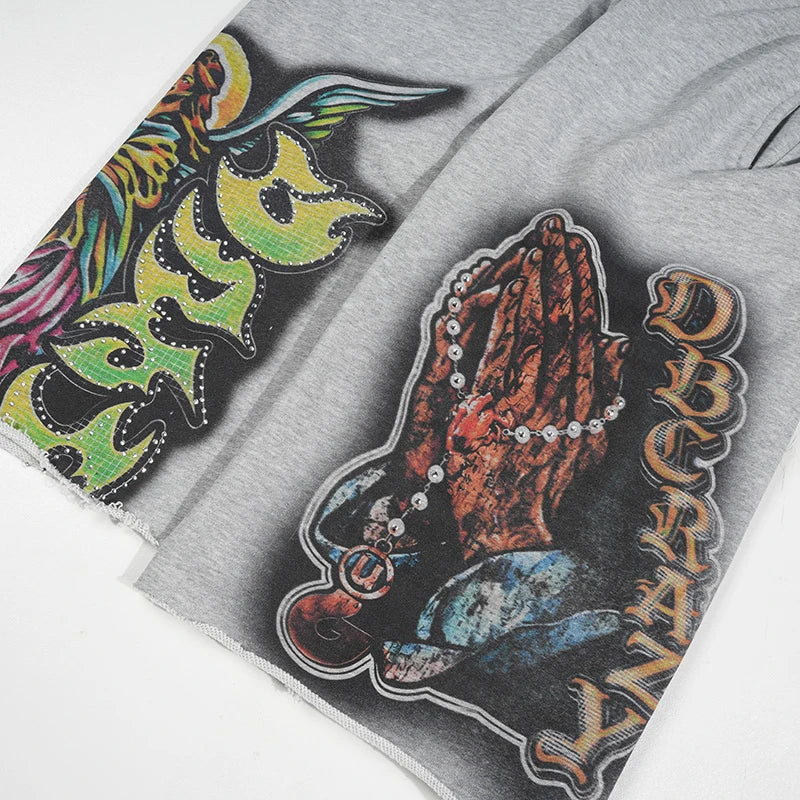 Bling Praying Hands Sweat Shorts-581