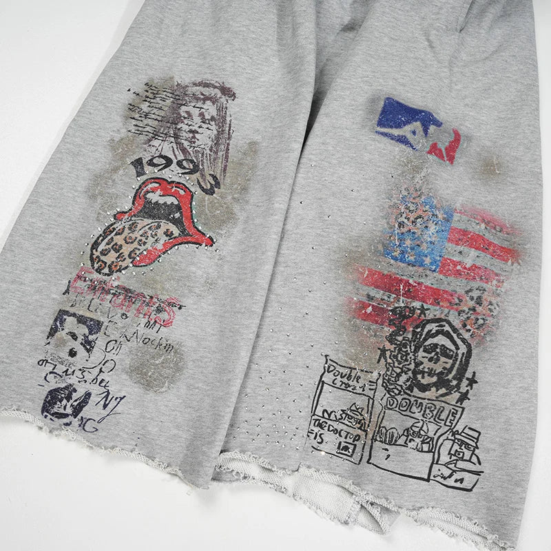 Bling Distressed Sweat Shorts-578