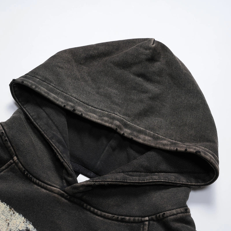 Vintage Savior Print Boxy Hoodie-719