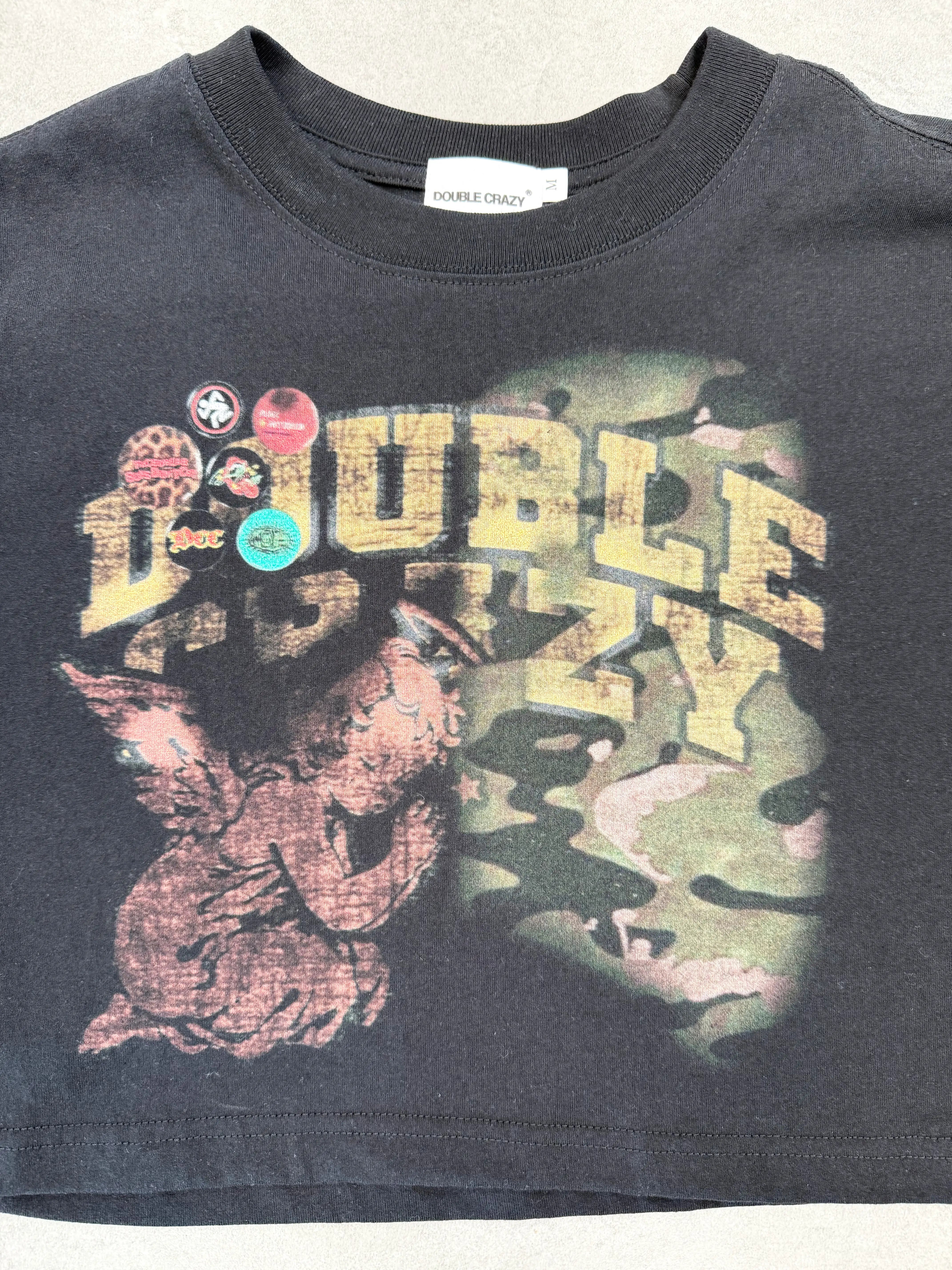 Acid Washed Boxy Graphic Crop Tee-437