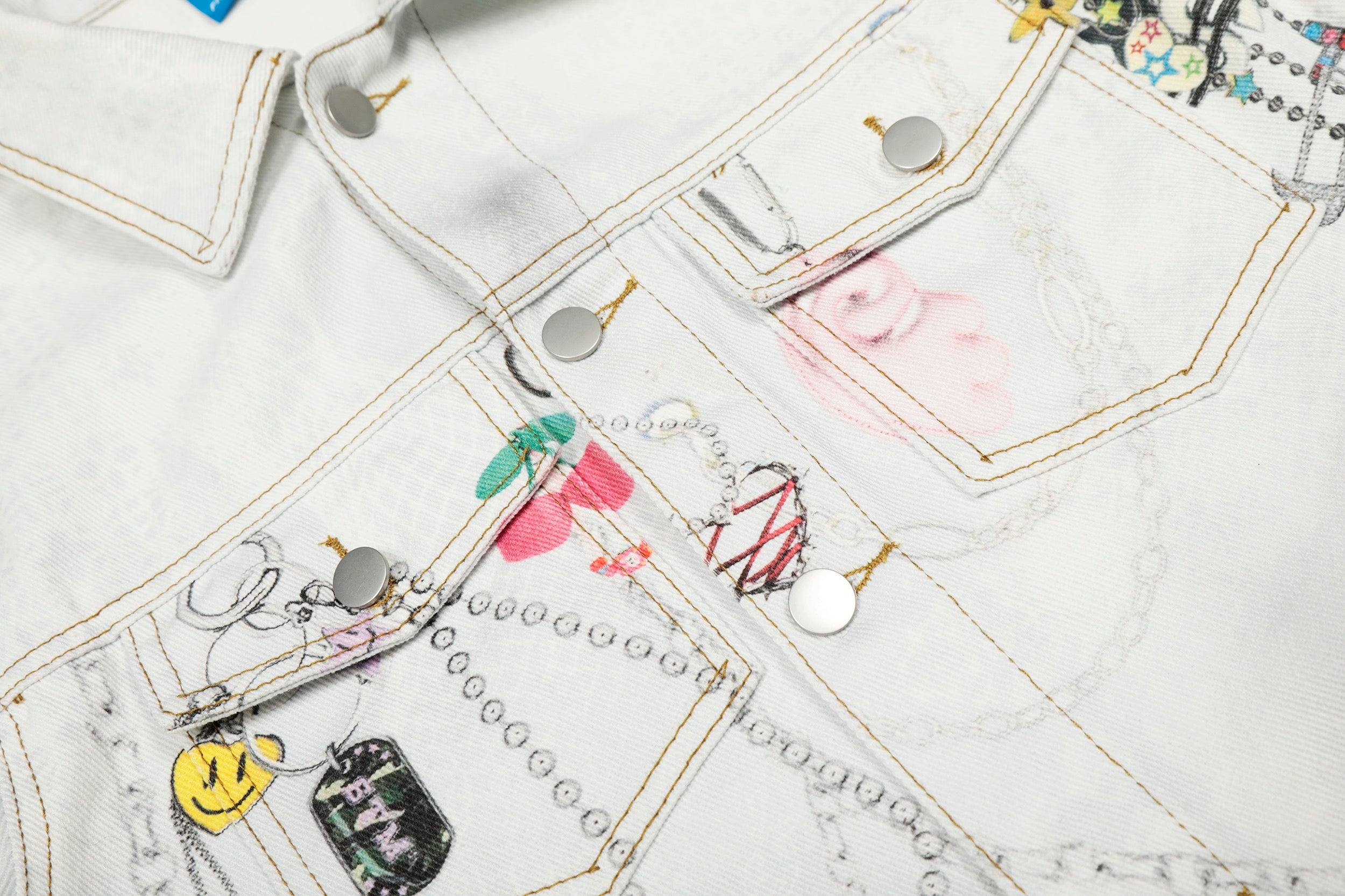Graffiti Lace Print Denim Jacket-S1123