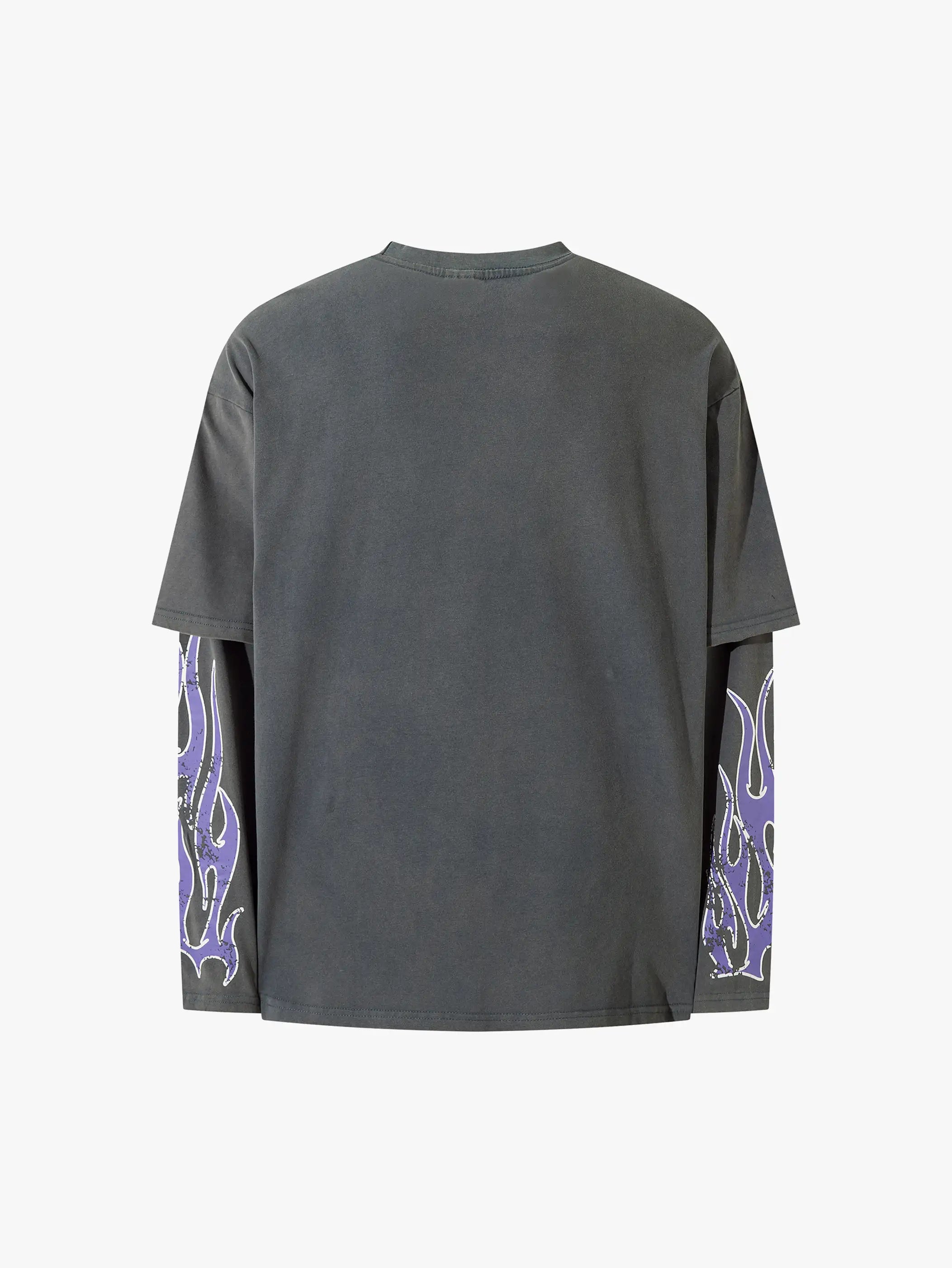 Layered Burnout 88 Flame Long Sleeve T-Shirt-S1106