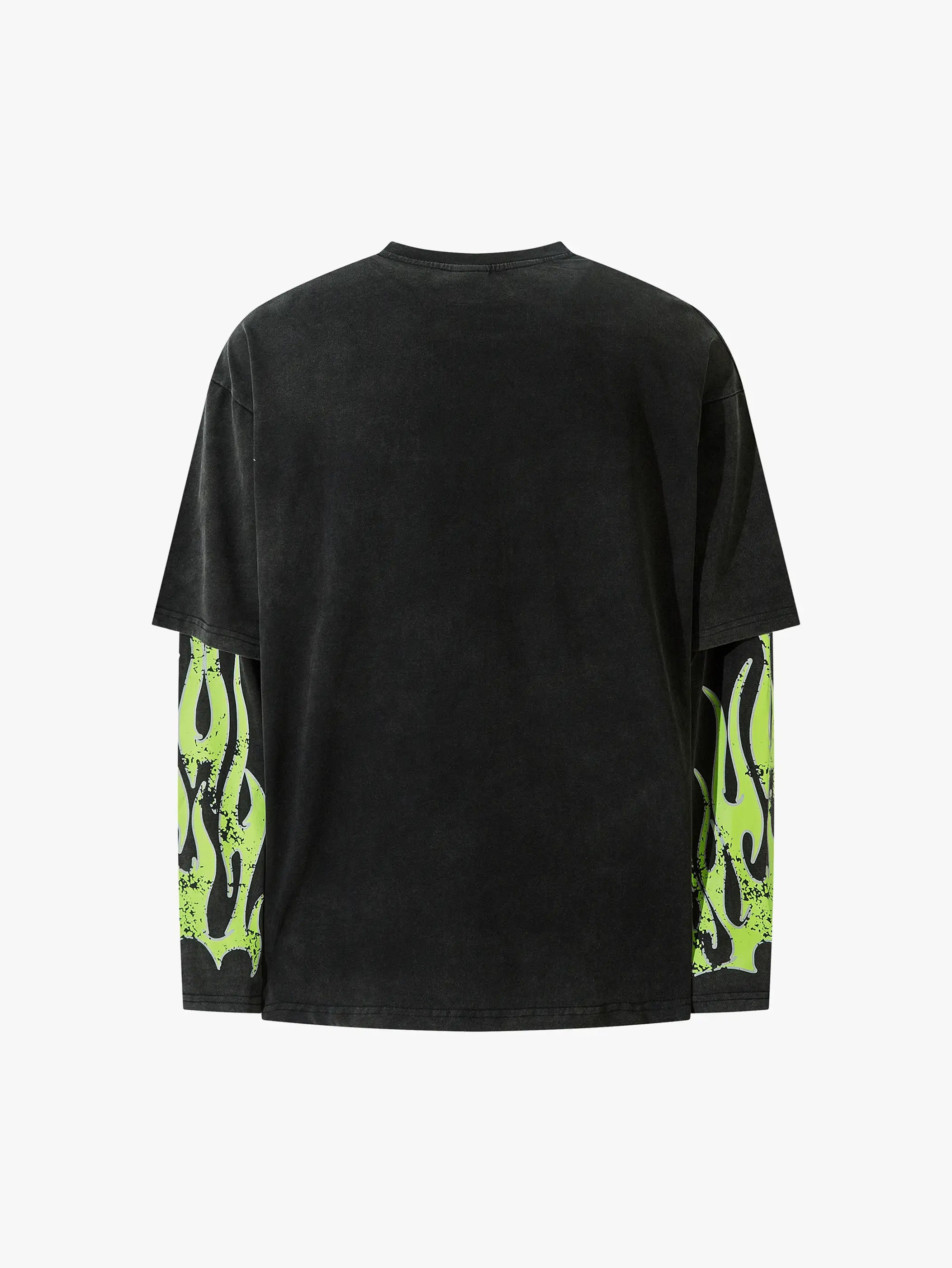 Layered Burnout 88 Flame Long Sleeve T-Shirt-S1106