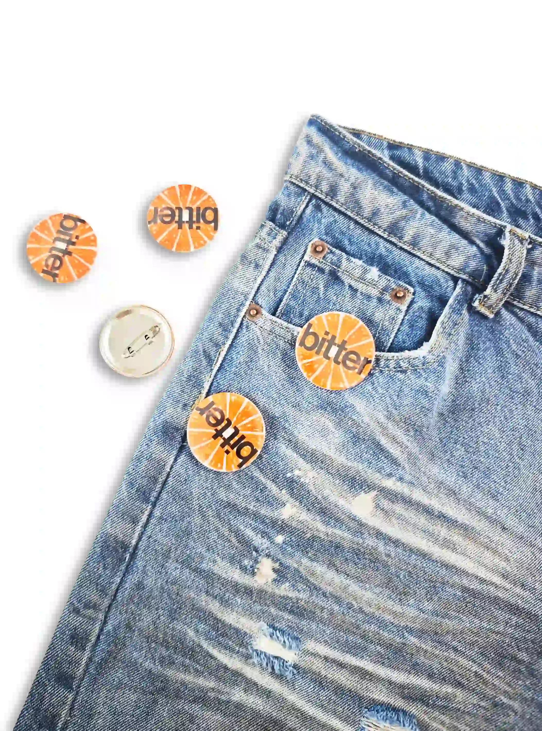 "Bitter" Orange Steel-Back Pin-BJ-453