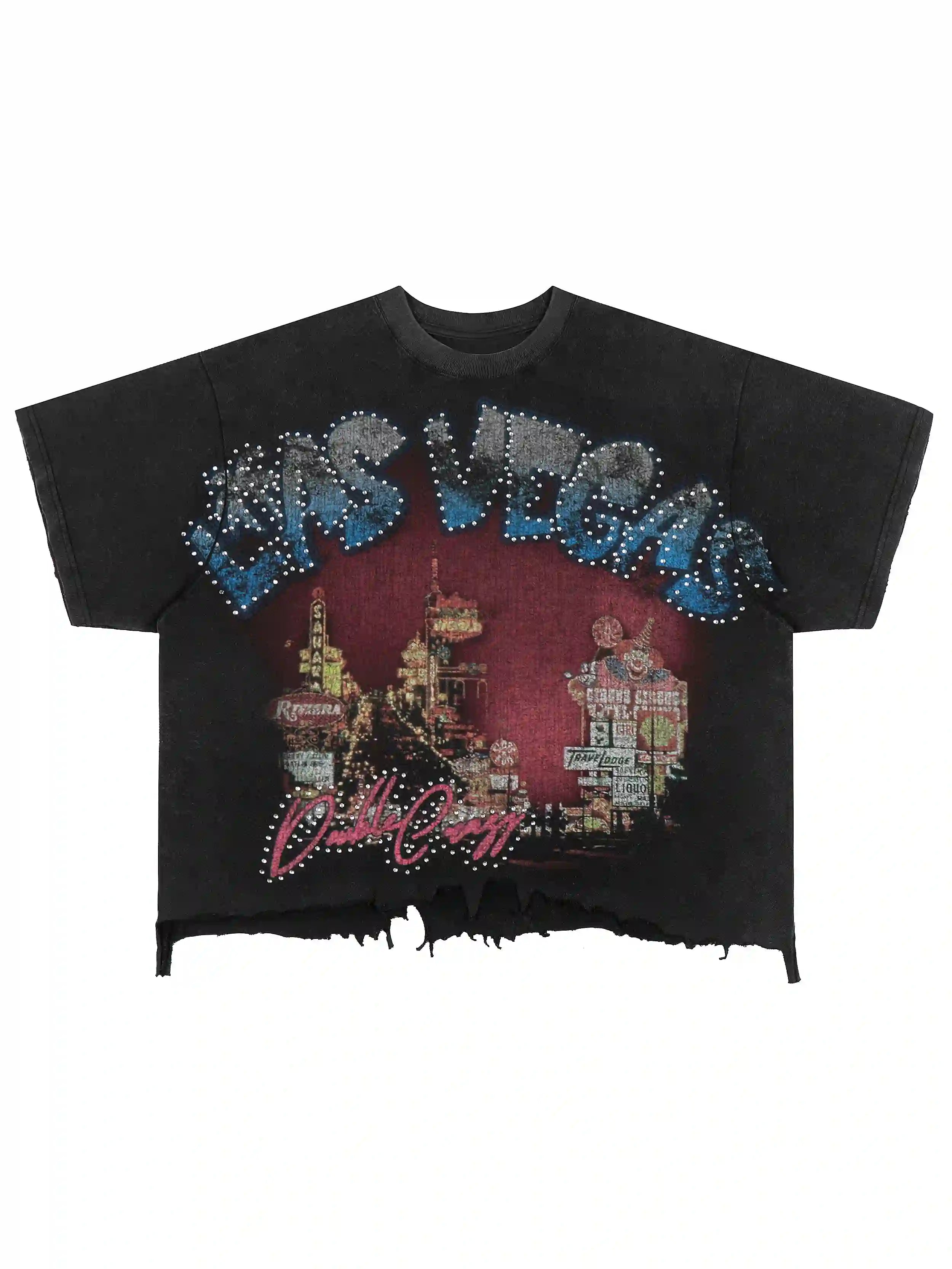 T-shirt large déchiré Icy Vegas Bling-472