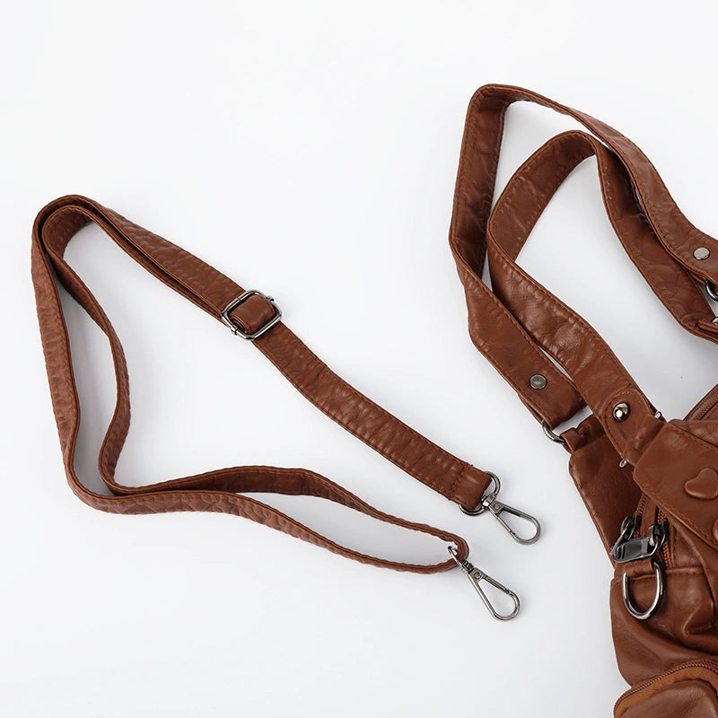 Moto Grunge Multi-zip Hobo Bag-S1223