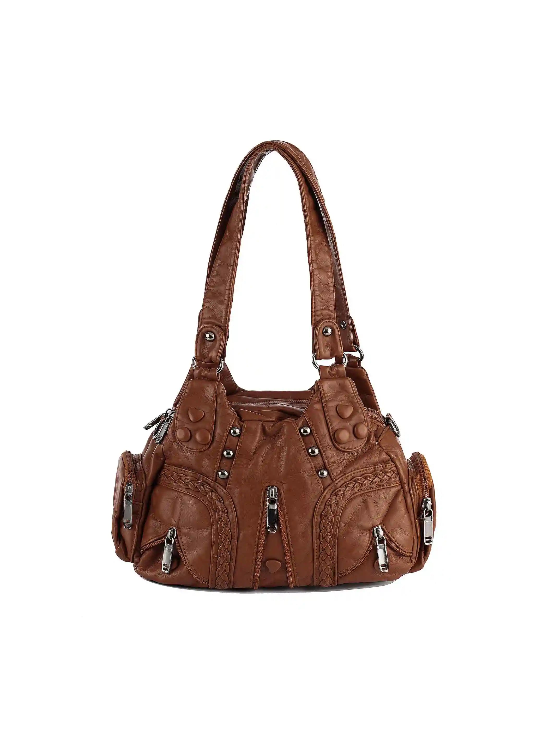Moto Grunge Multi-zip Hobo Bag-S1223