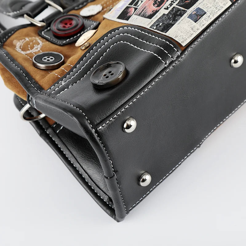 Newspaper Button DIY Boston Bag-S1226