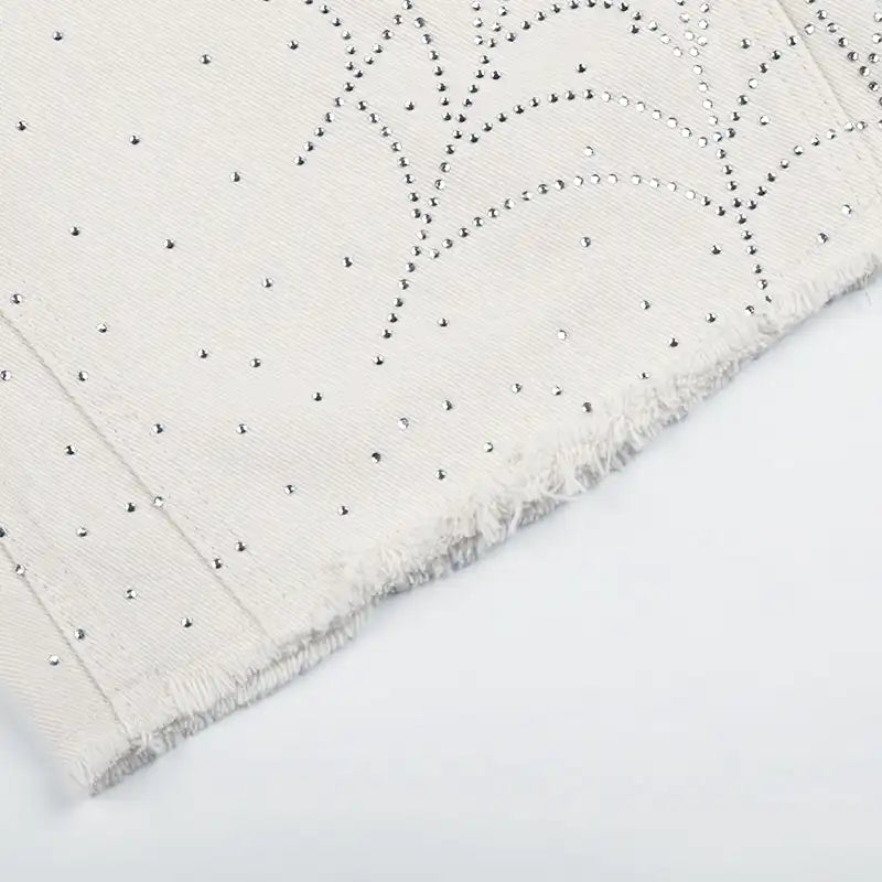 Jorts en jean avec strass et motif toile d'araignée-550
