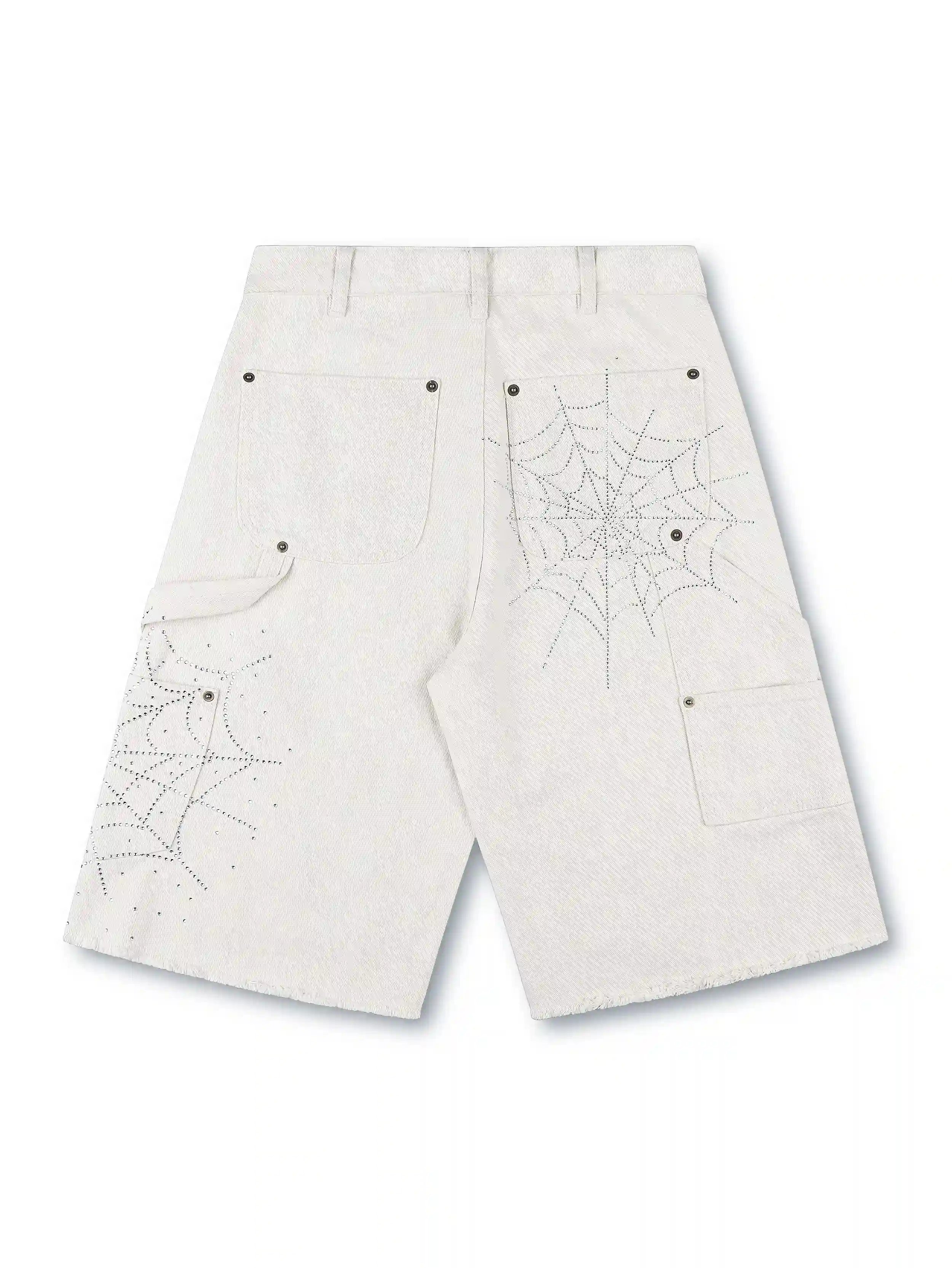 Jorts en jean avec strass et motif toile d'araignée-550