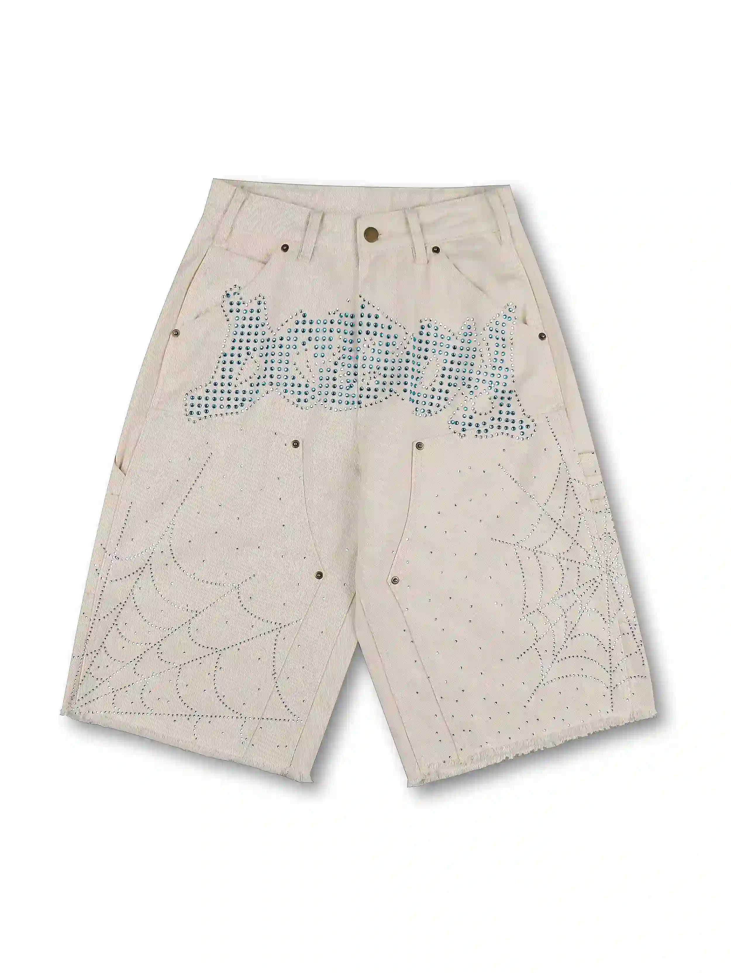 Spider Web Rhinestone Jorts-550