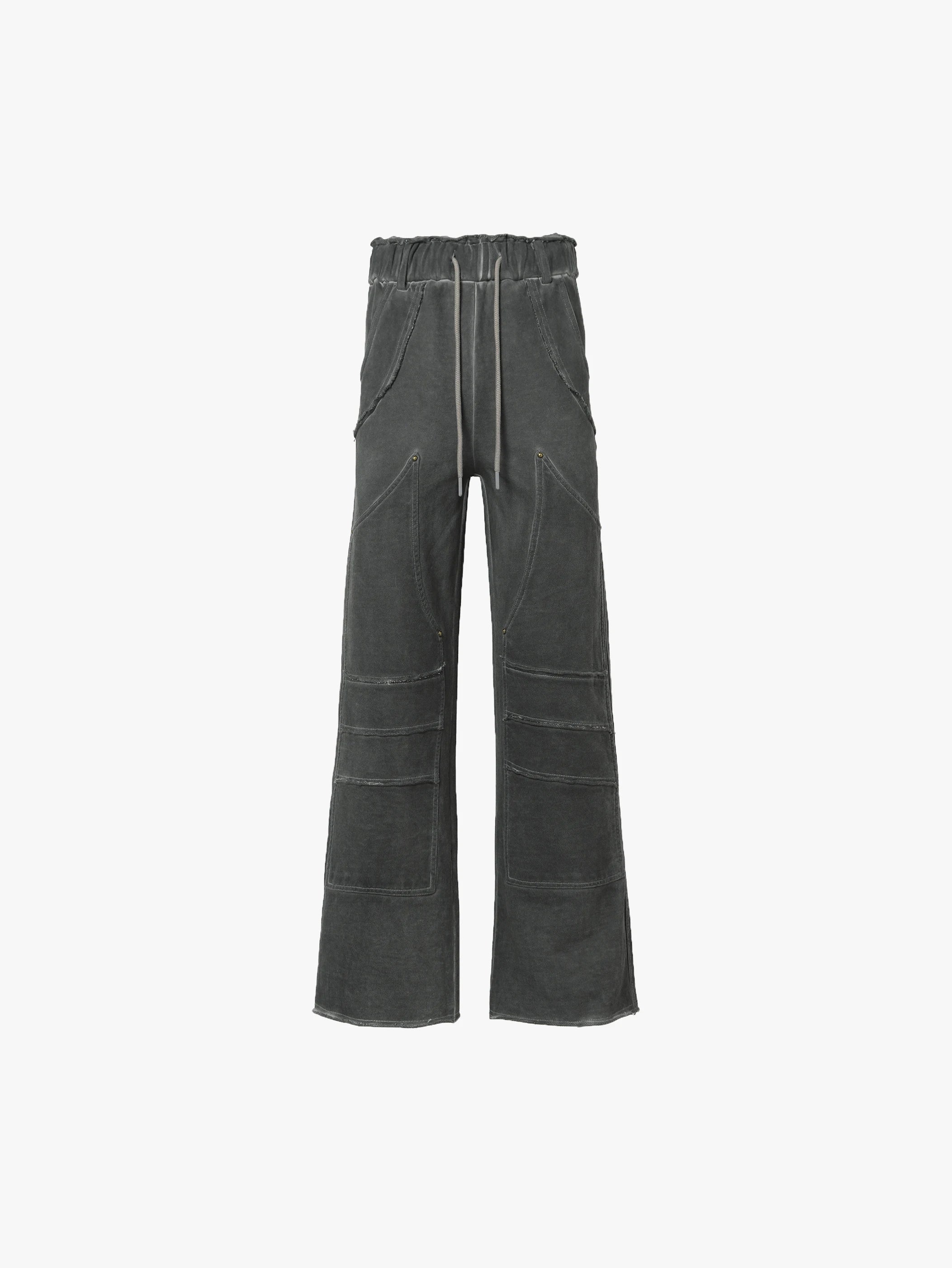 Drawstring Cargo Jeans with Multiple Pockets and Wide-Leg Design Trendy Streetwear Fashion - S988