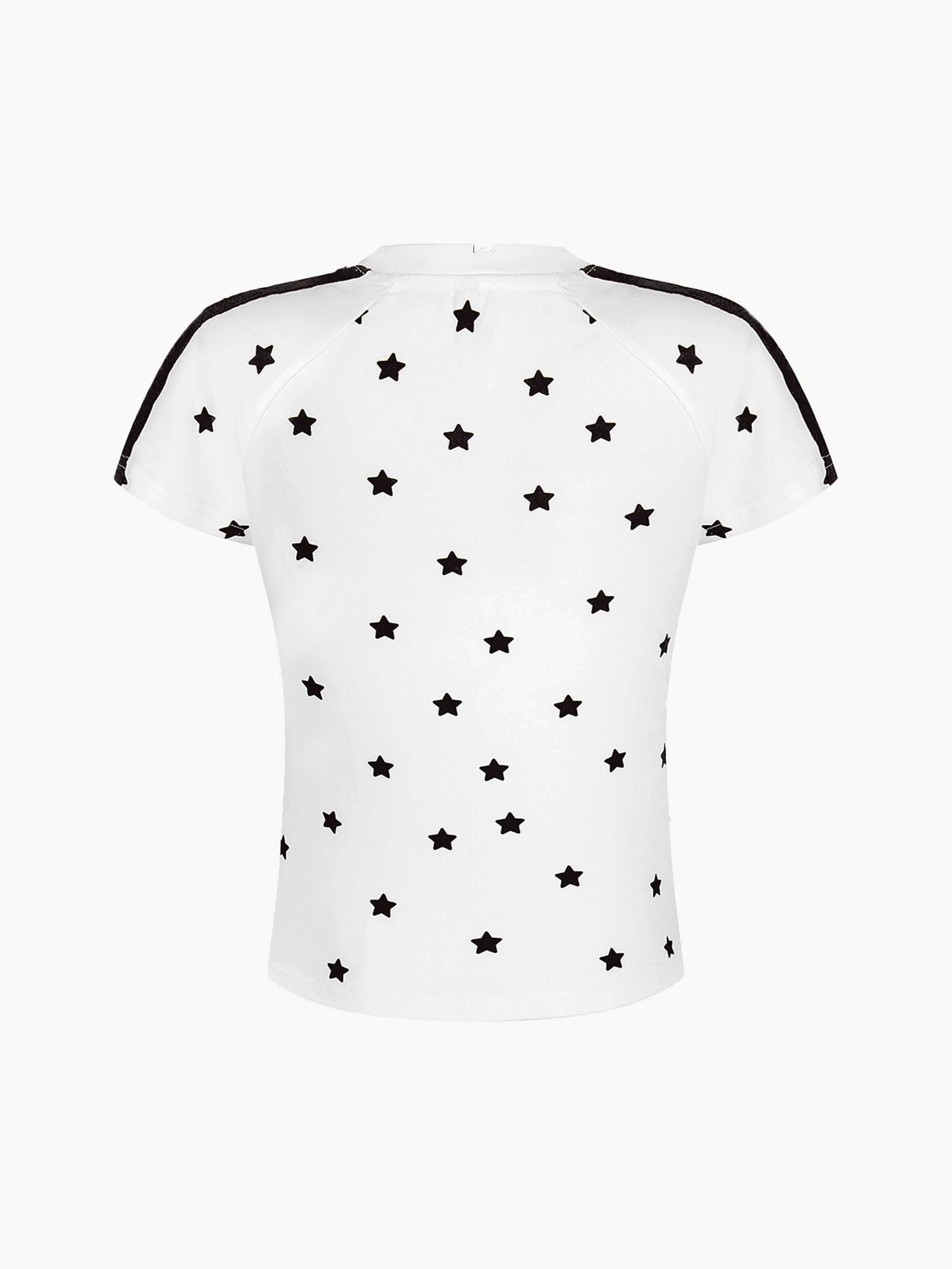 Y2K Star Print Heart Patch Sporty T-shirt-S1002