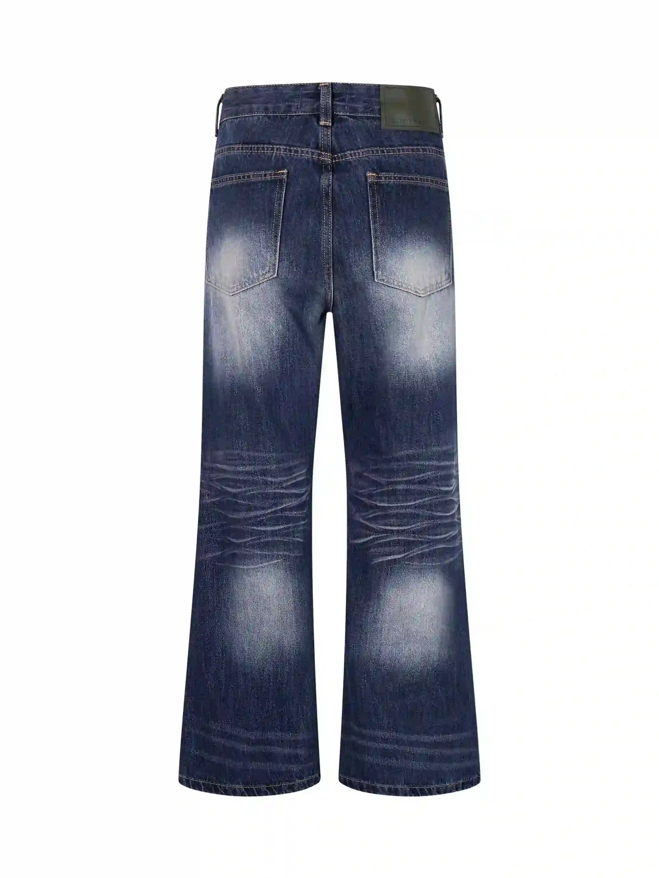 Vintage Spray Fade Zip Flare Jeans-S1207