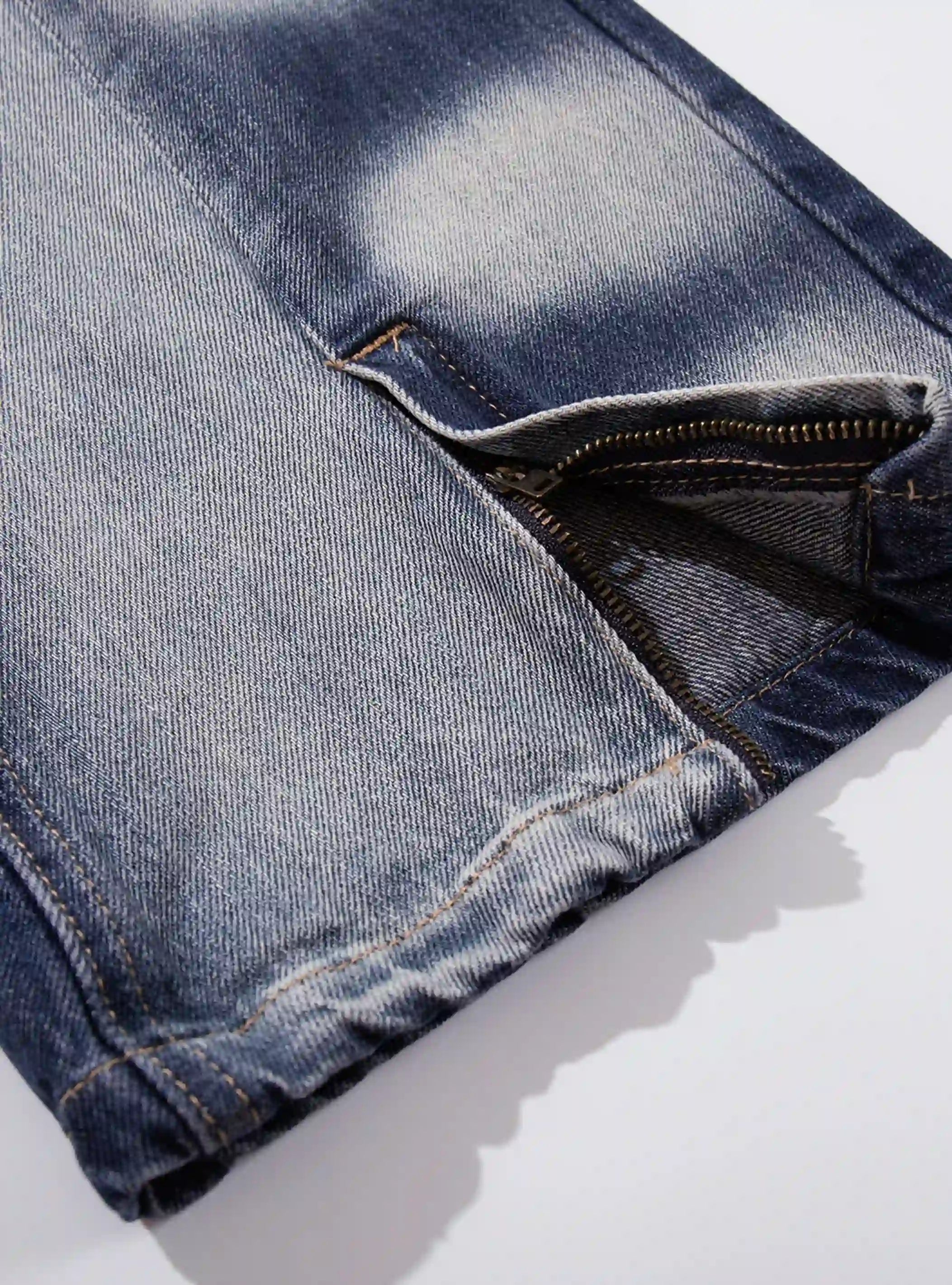 Vintage Spray Fade Zip Flare Jeans-S1207