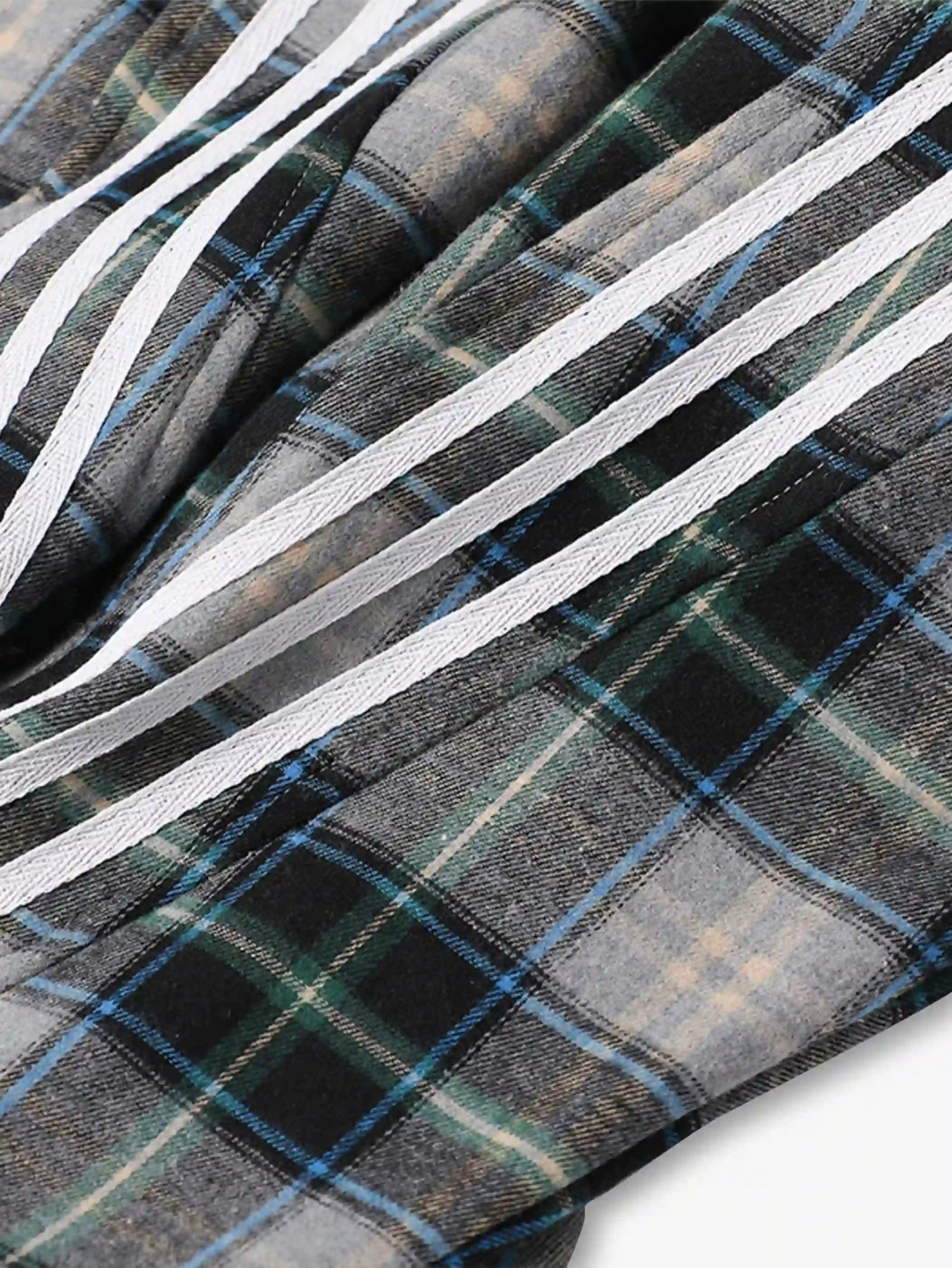 Detachable Belt Plaid Joggers-S1087