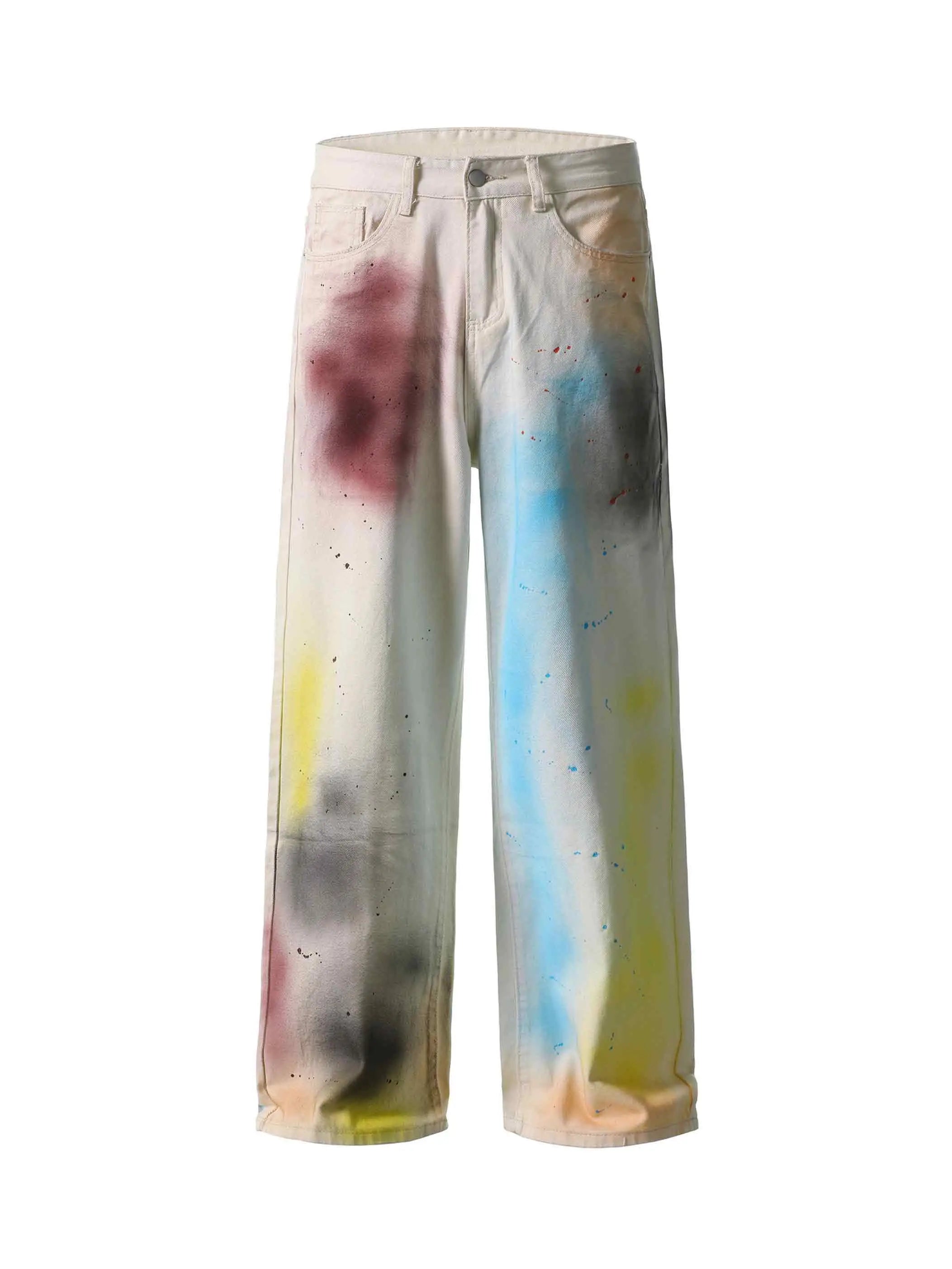 Vaqueros Anchos Pintados con Spray Estilo Punk-S1230