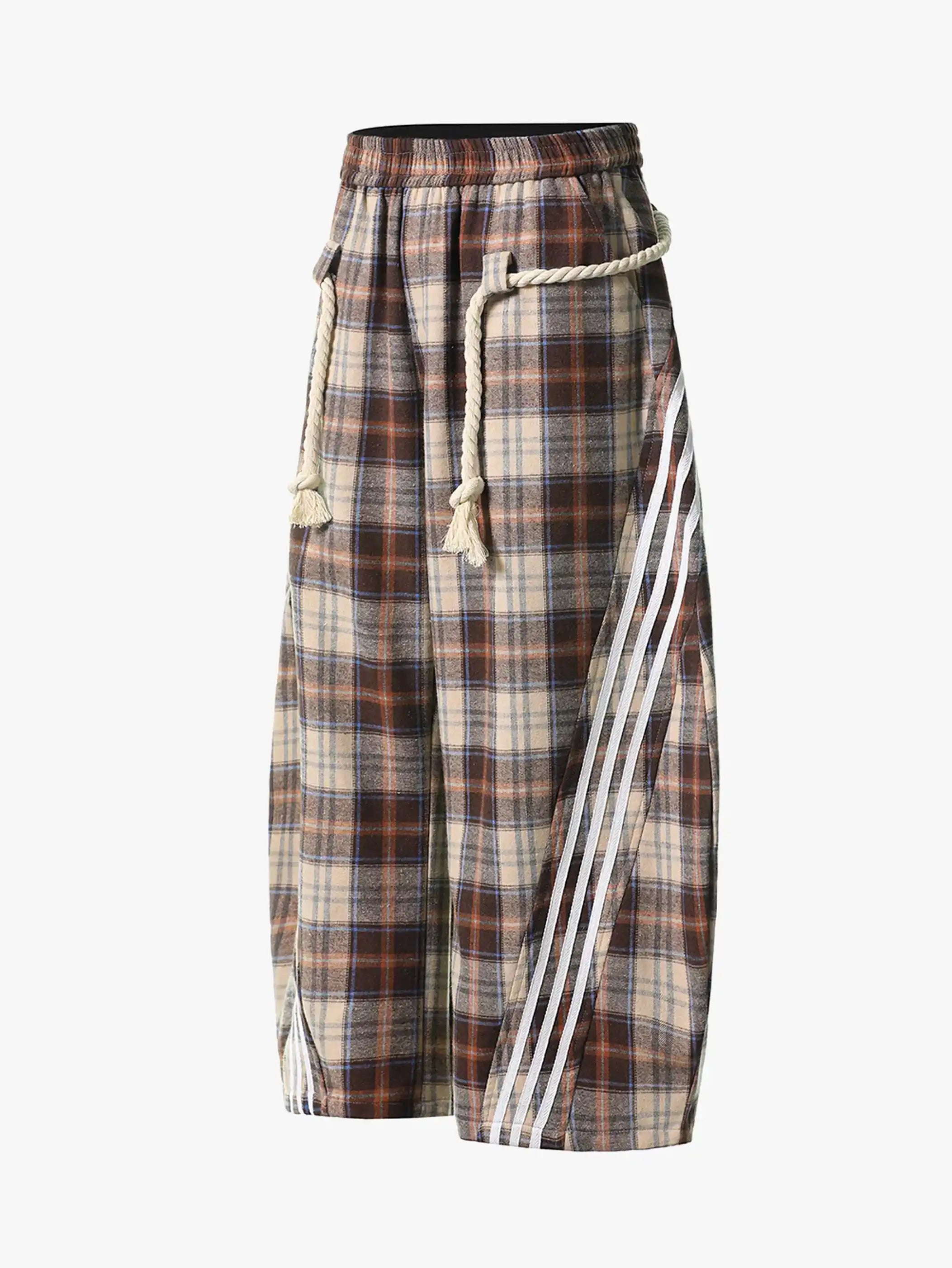 Detachable Belt Plaid Joggers-S1087
