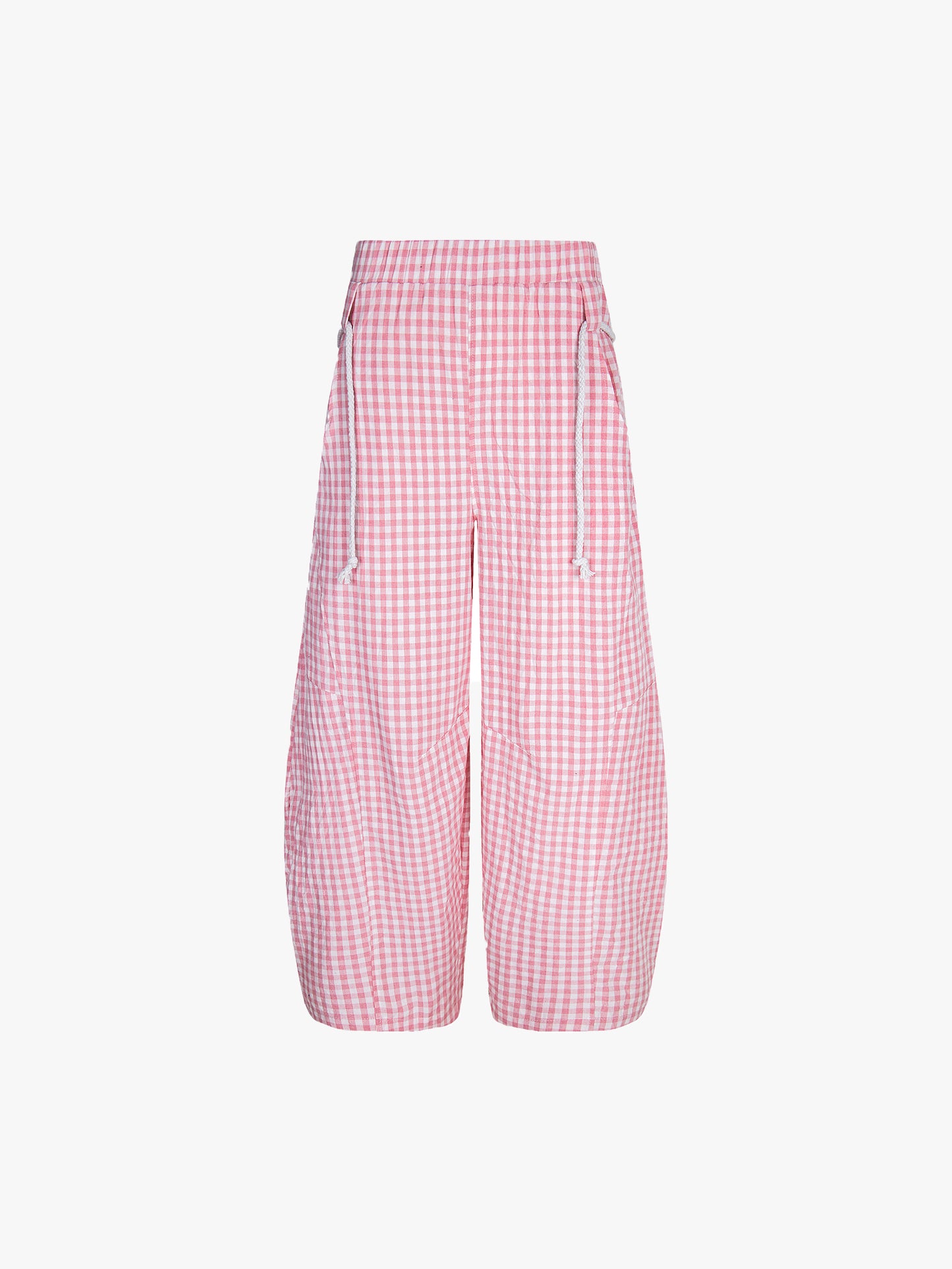 New Collection Plaid Wide Leg Drawstring Pants Baggy Streetwear Casual Trousers for Summer-S1022