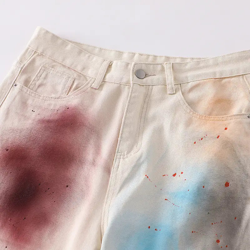 Vaqueros Anchos Pintados con Spray Estilo Punk-S1230