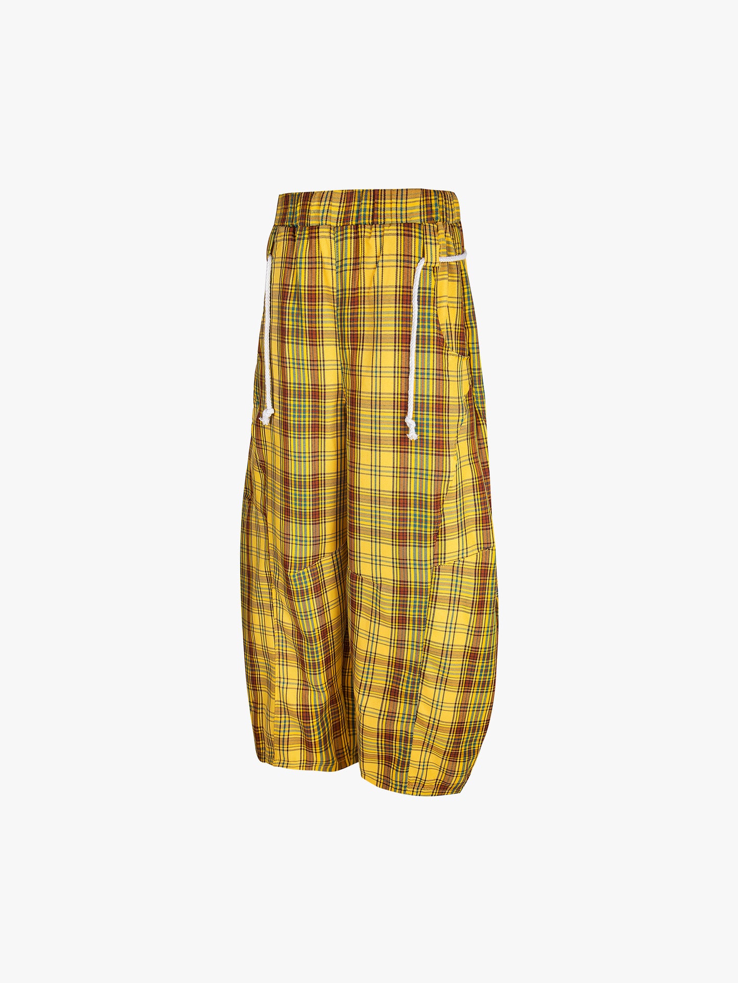 New Collection Plaid Wide Leg Drawstring Pants Baggy Streetwear Casual Trousers for Summer-S1022