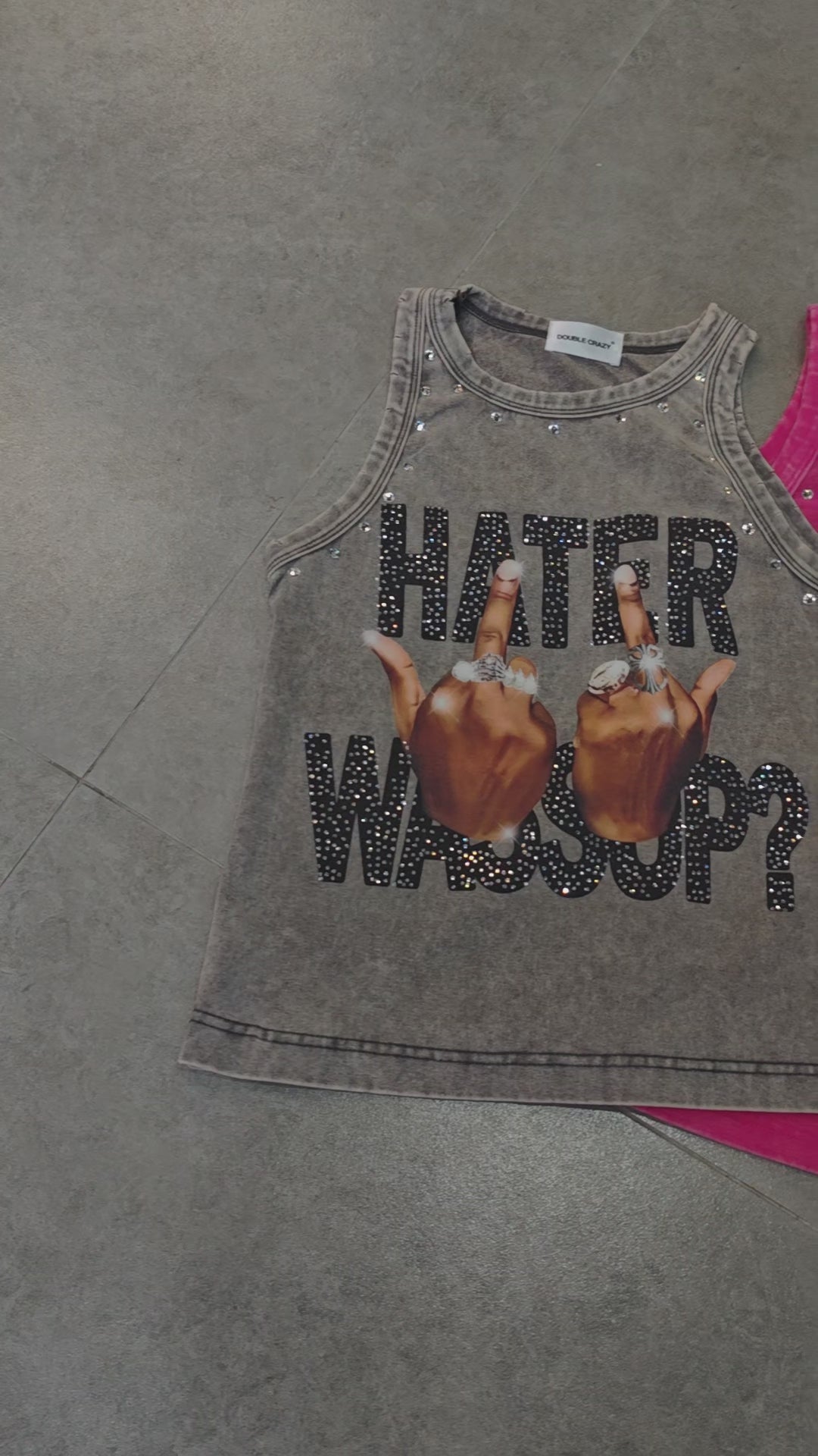 Pink Bling Middle Finger Vest-249