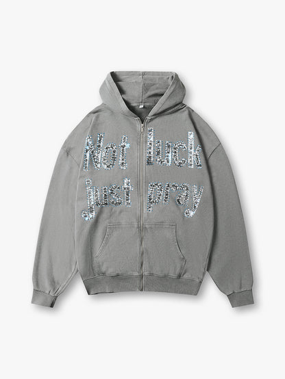 Diamond Graffiti No Luck Just Pray Hoodie-069L
