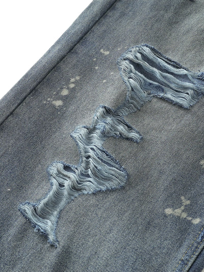 Distressed Ripped Denim Trousers-S1147