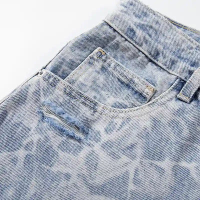 Jeans délavés marbrés effet vieilli-S1217