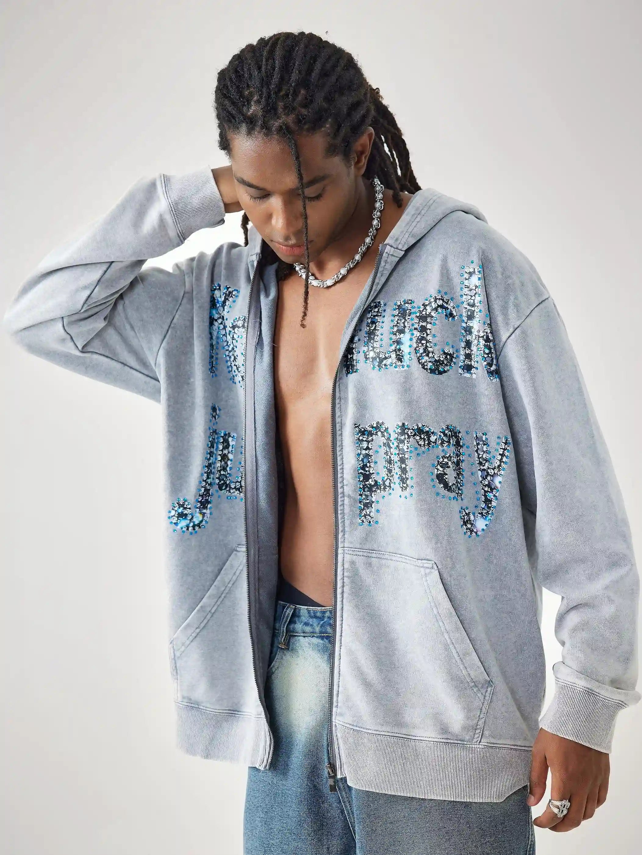 Diamond Graffiti No Luck Just Pray Hoodie-069L