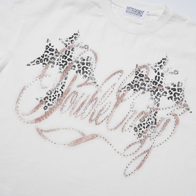 Camiseta Gráfica con Logo de Diamantes de Imitación-421