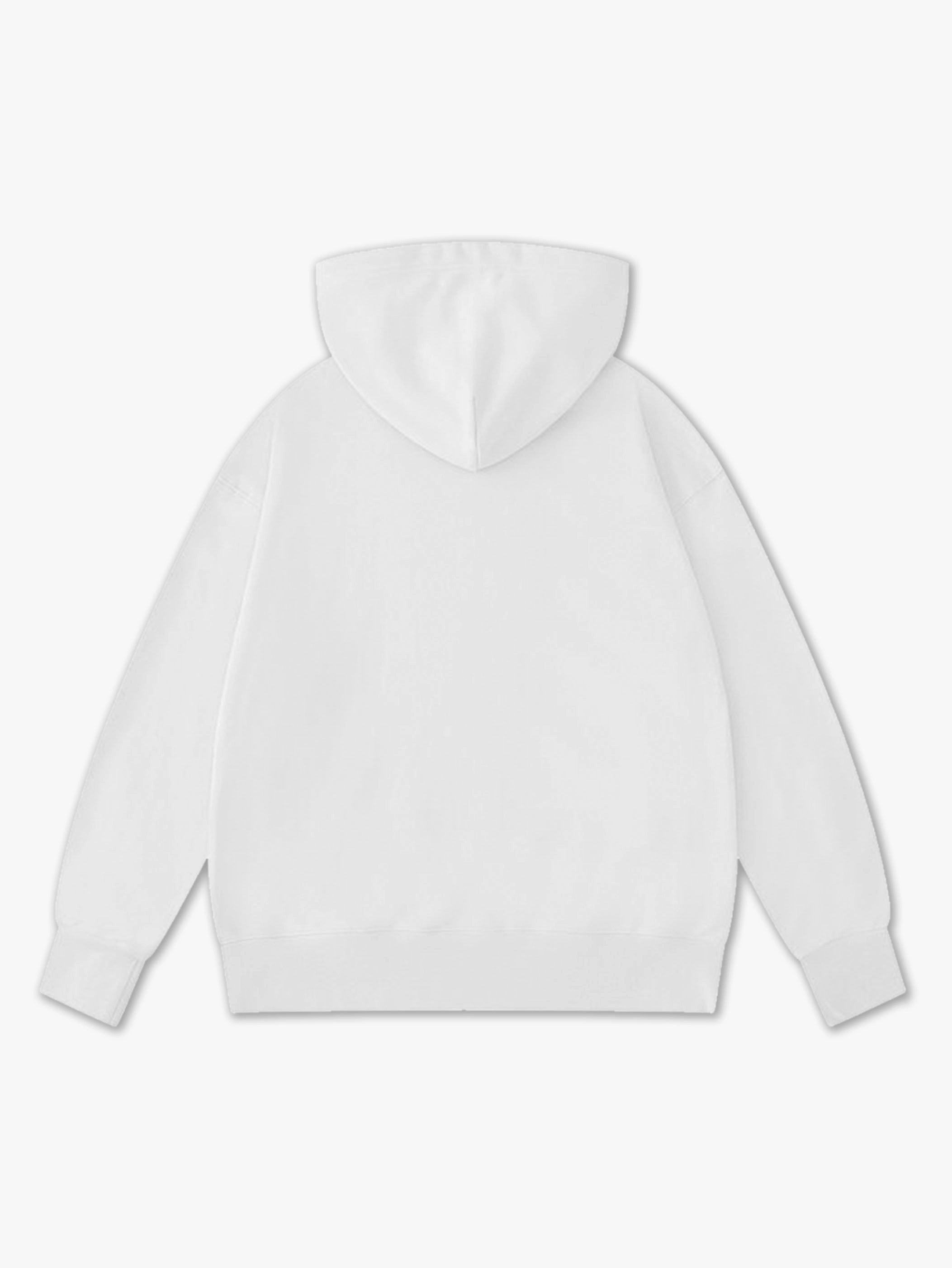 White Hoodie with Jewel Eyes and Cross Graphic Print
