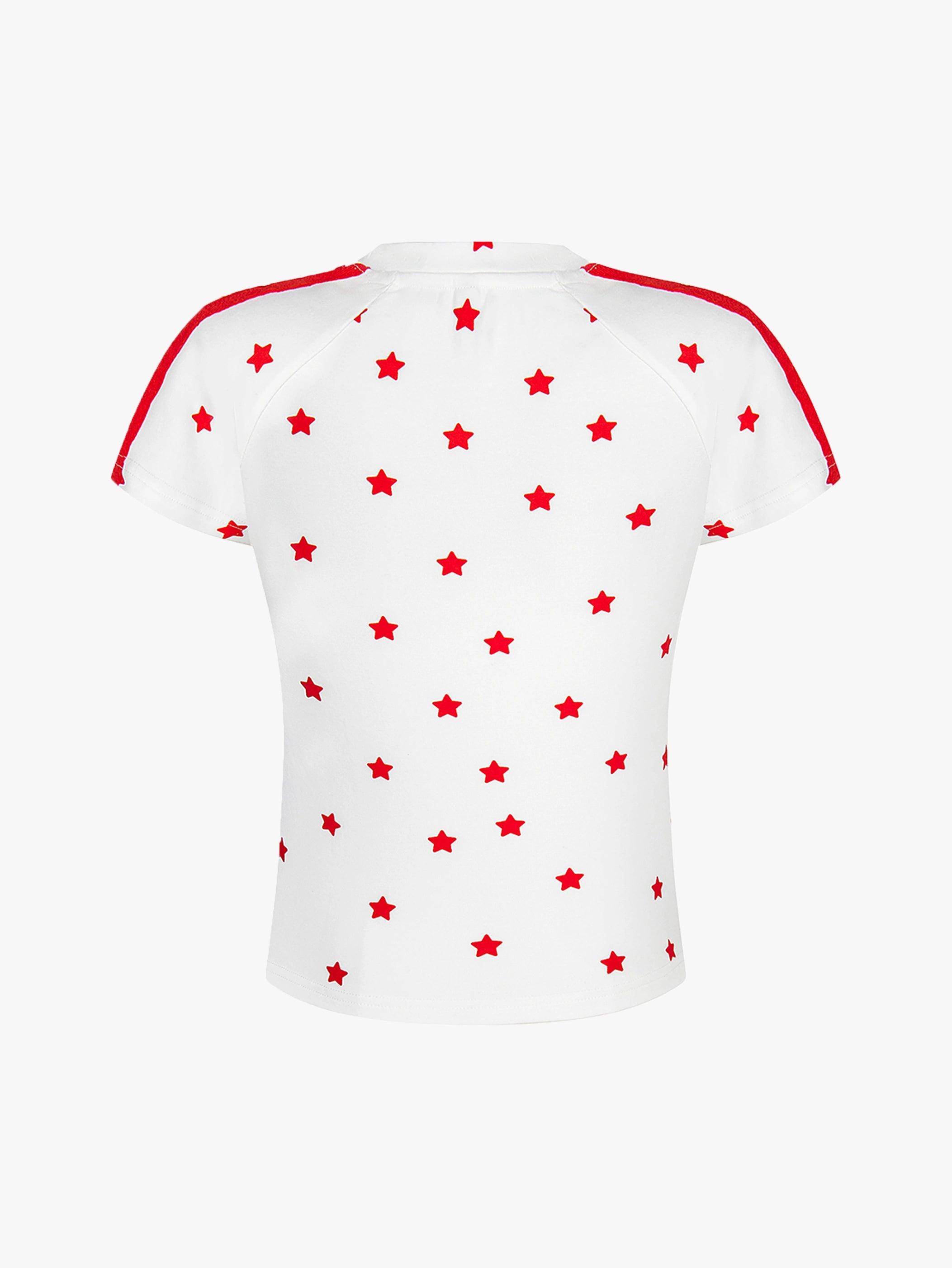 Y2K Star Print Heart Patch Sporty T-shirt-S1002