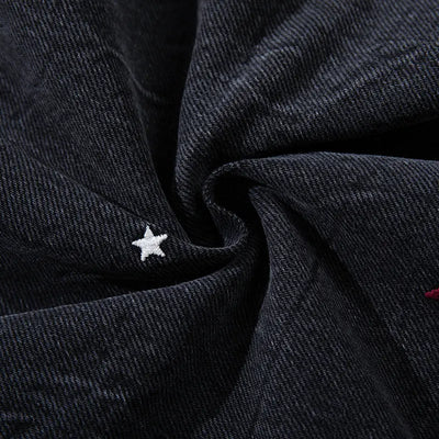 Star Distressed Red Panel Jeans-S1240