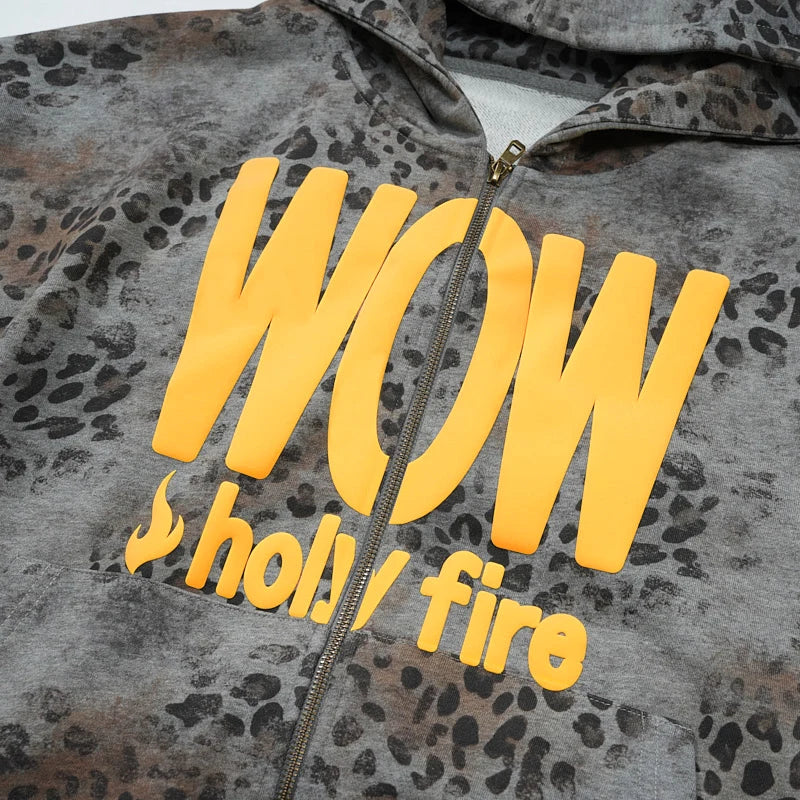 Contrast WOW Leopard Hoodie-770