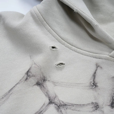 Sweat à capuche avec motif rayons X effet vieilli - 780