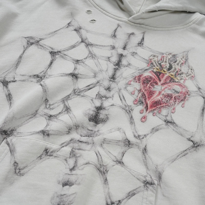Sweat à capuche avec motif rayons X effet vieilli - 780