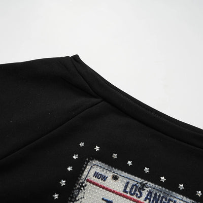 Crop top manches longues Iced Out License Plate-765